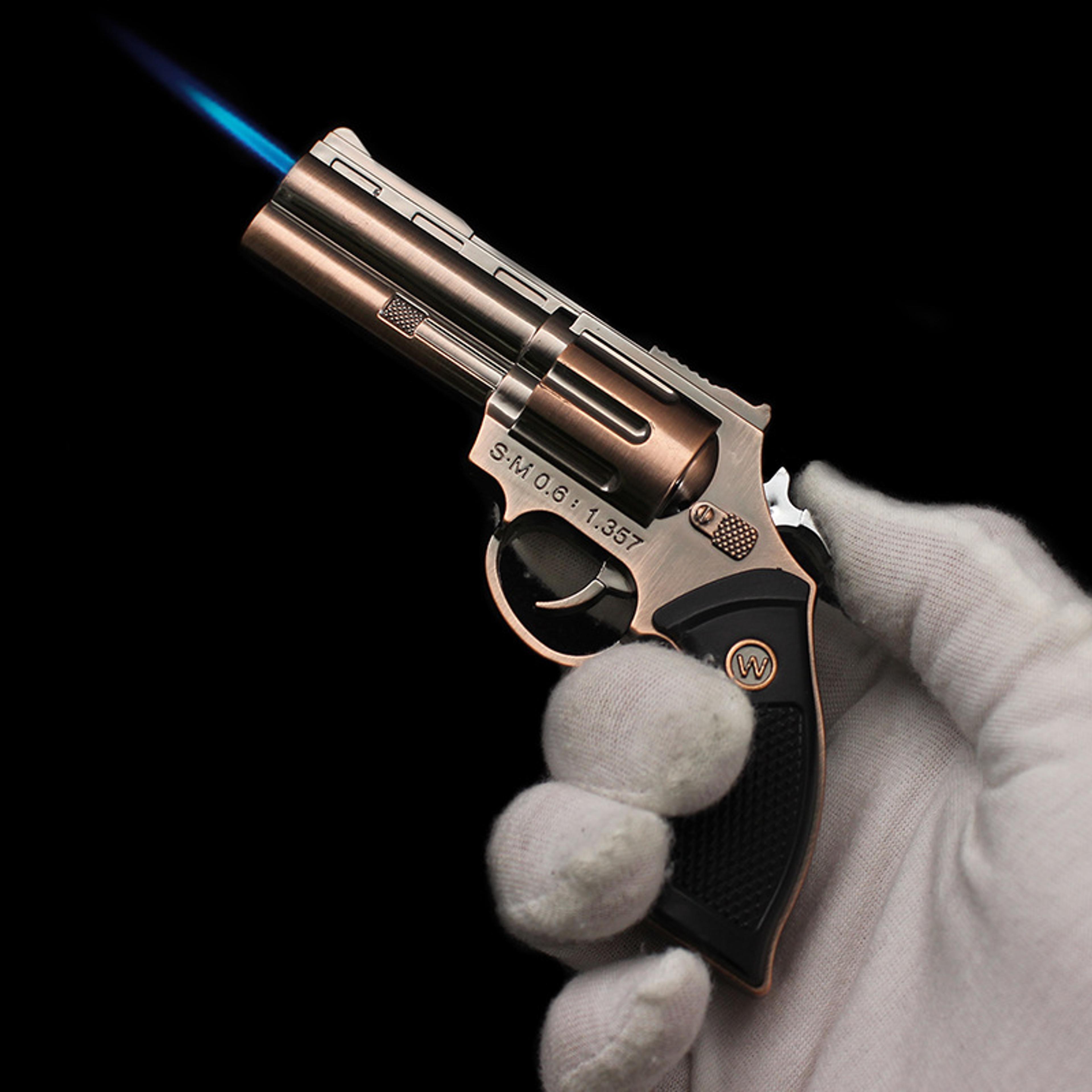 Windproof Torch Lighter Gun Style Metal Butane Cigar Lighter With Refillable Flame 6
