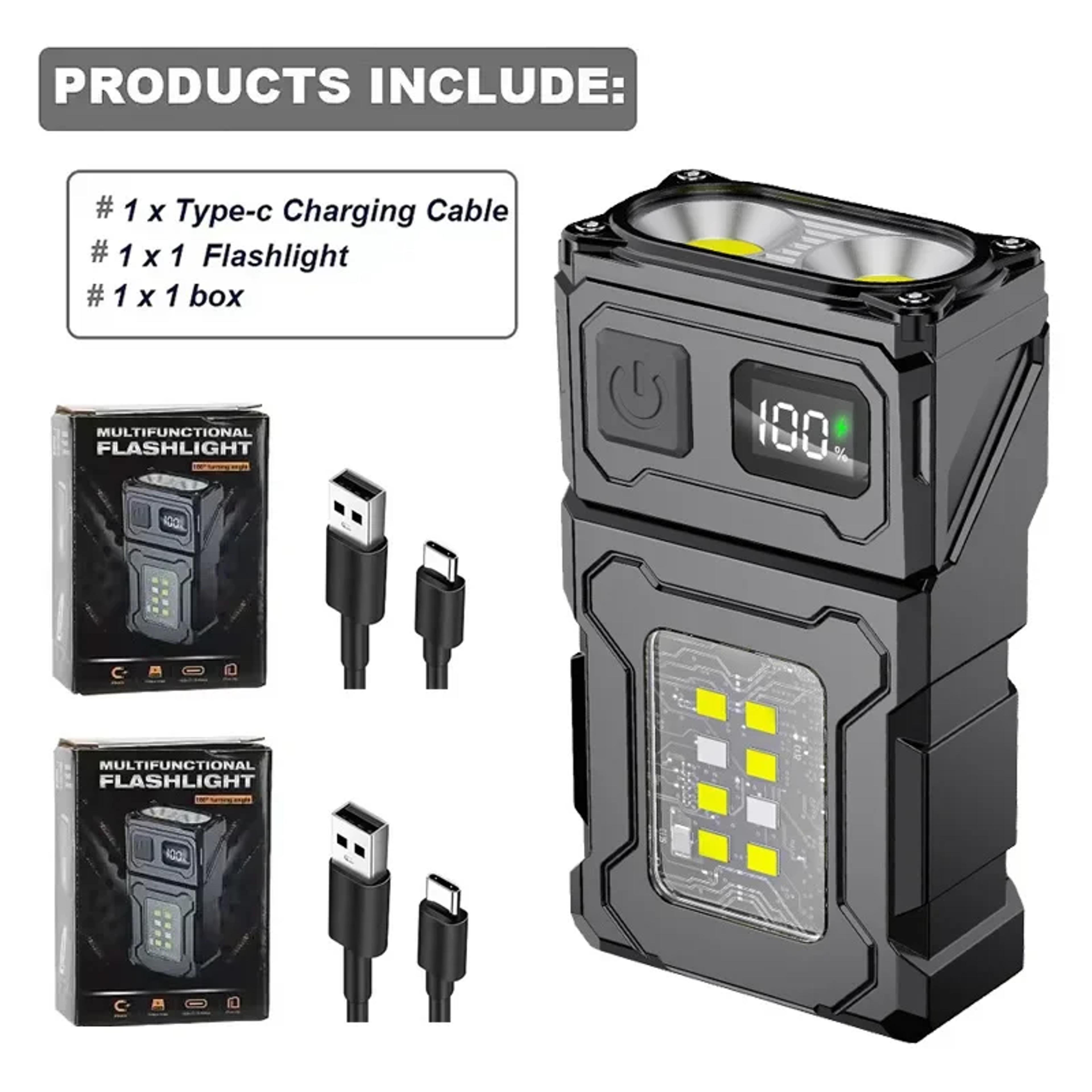 USB Rechargeable Mini LED Flashlight With Magnetic Tail  COB Emergency Light 7