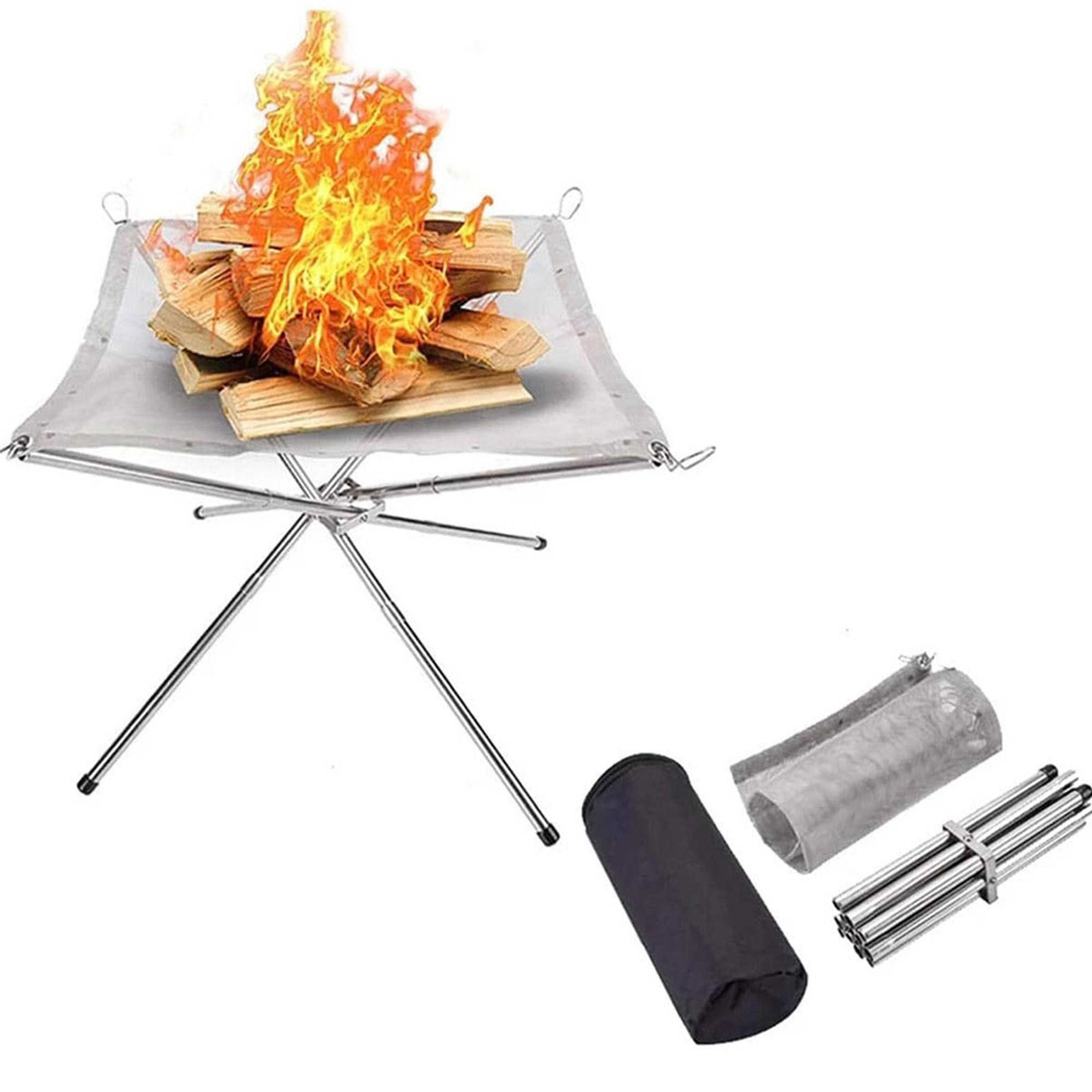premium portable camping fire pit rack foldable stainless steel mesh stand