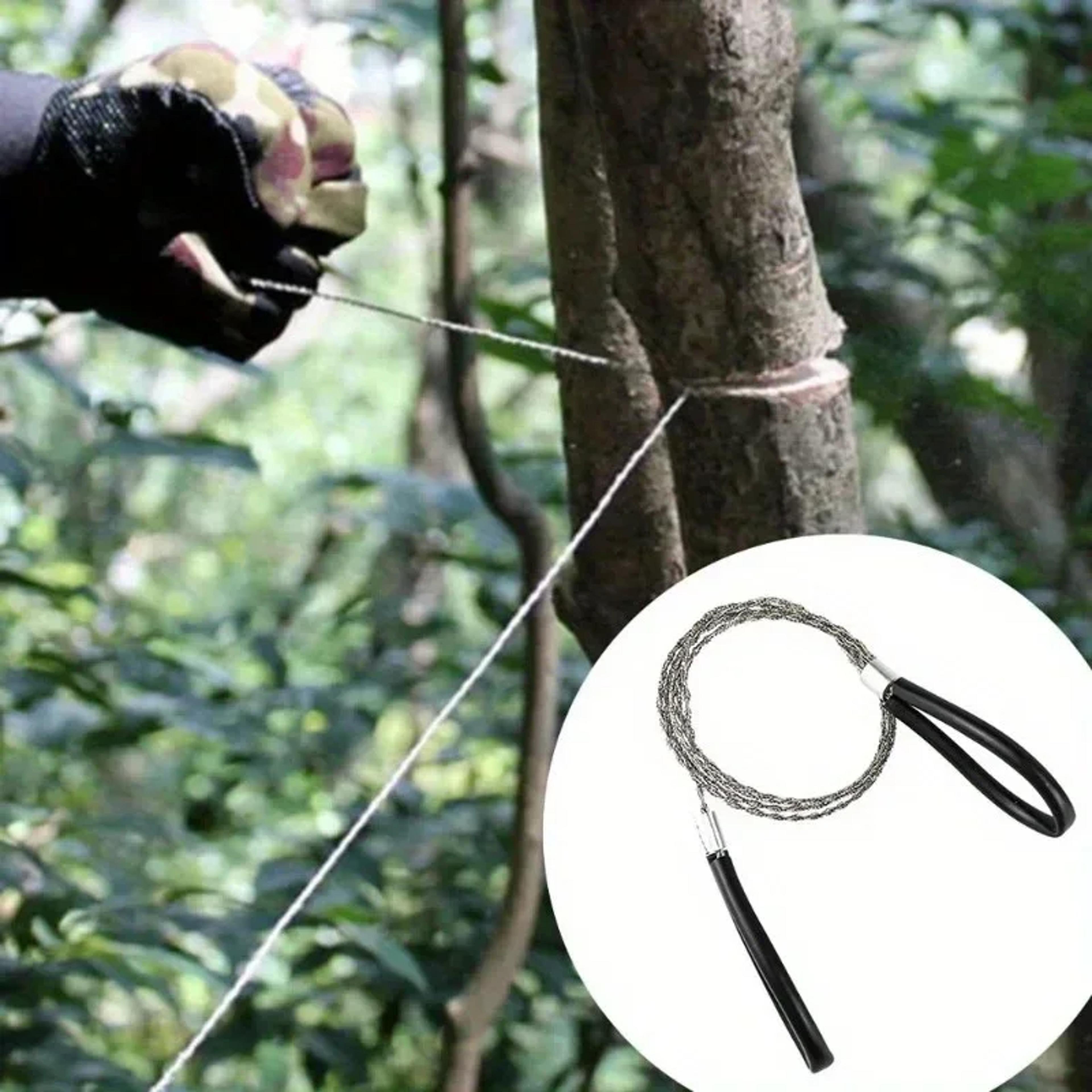 leather covered stainless steel survival wire saw for outdoor camping & hiking