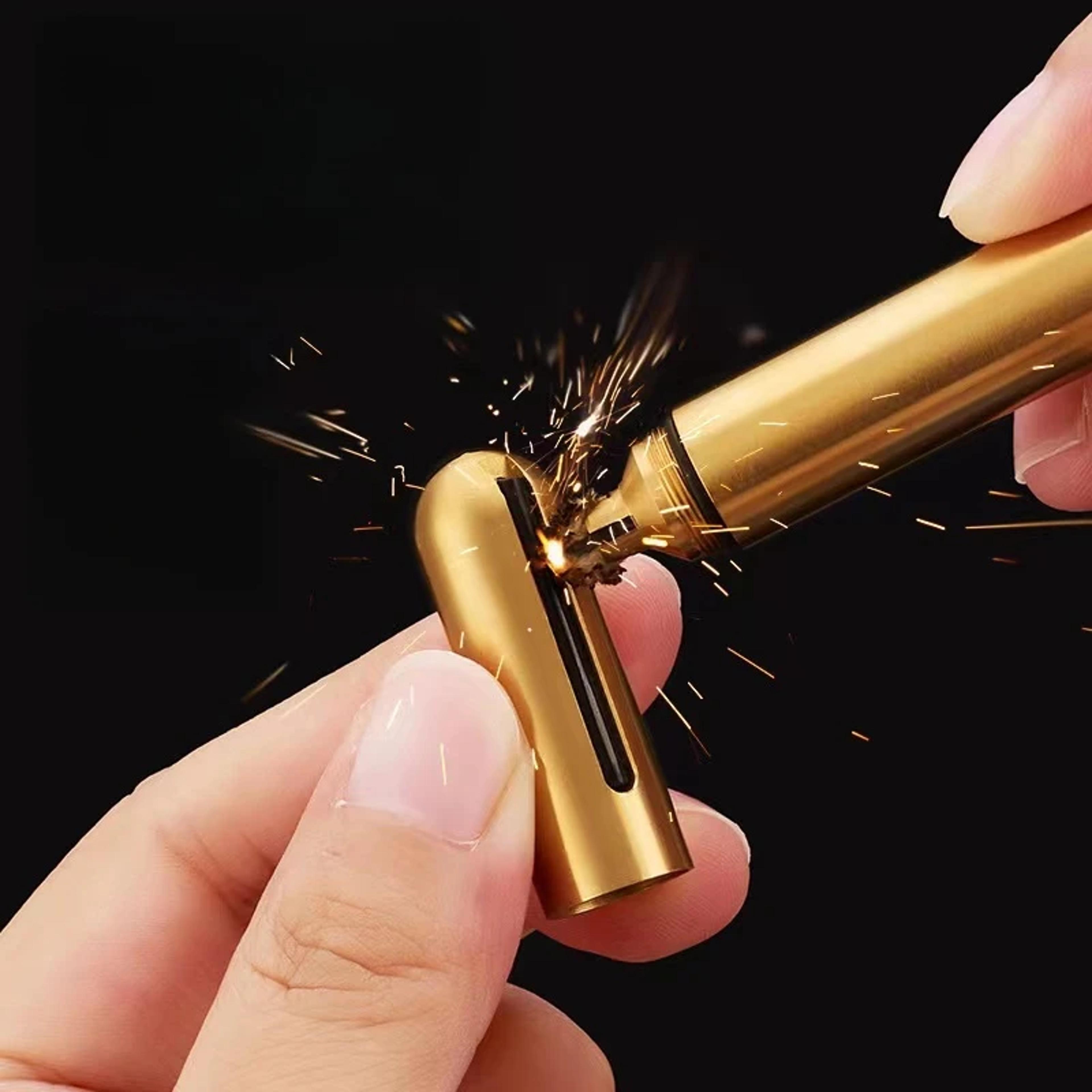 Premium Mini Keychain Copper Kerosene Lighter Waterproof Refillable Portable Flame 2