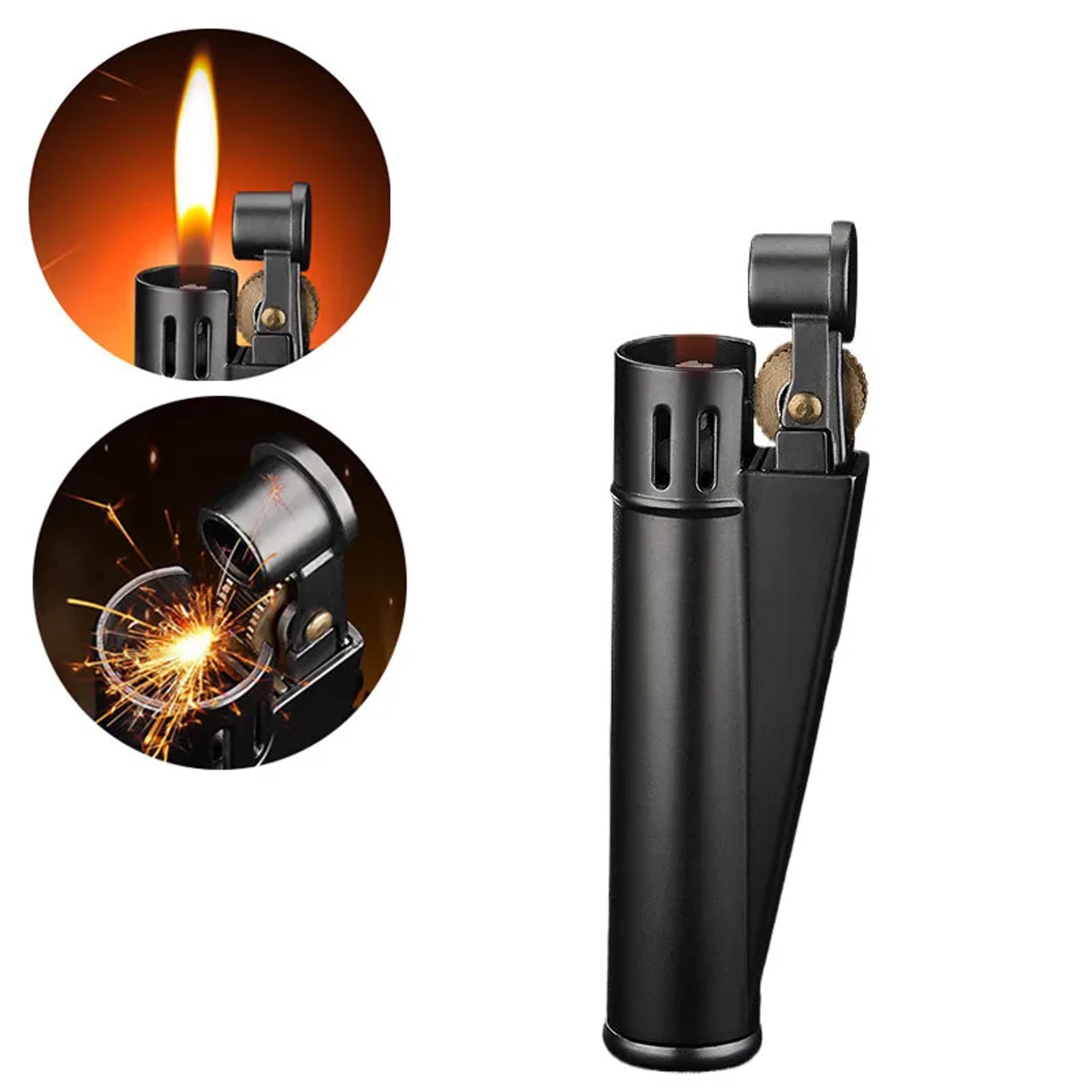 retro metal slider oil lighter durable windproof flint ignition
