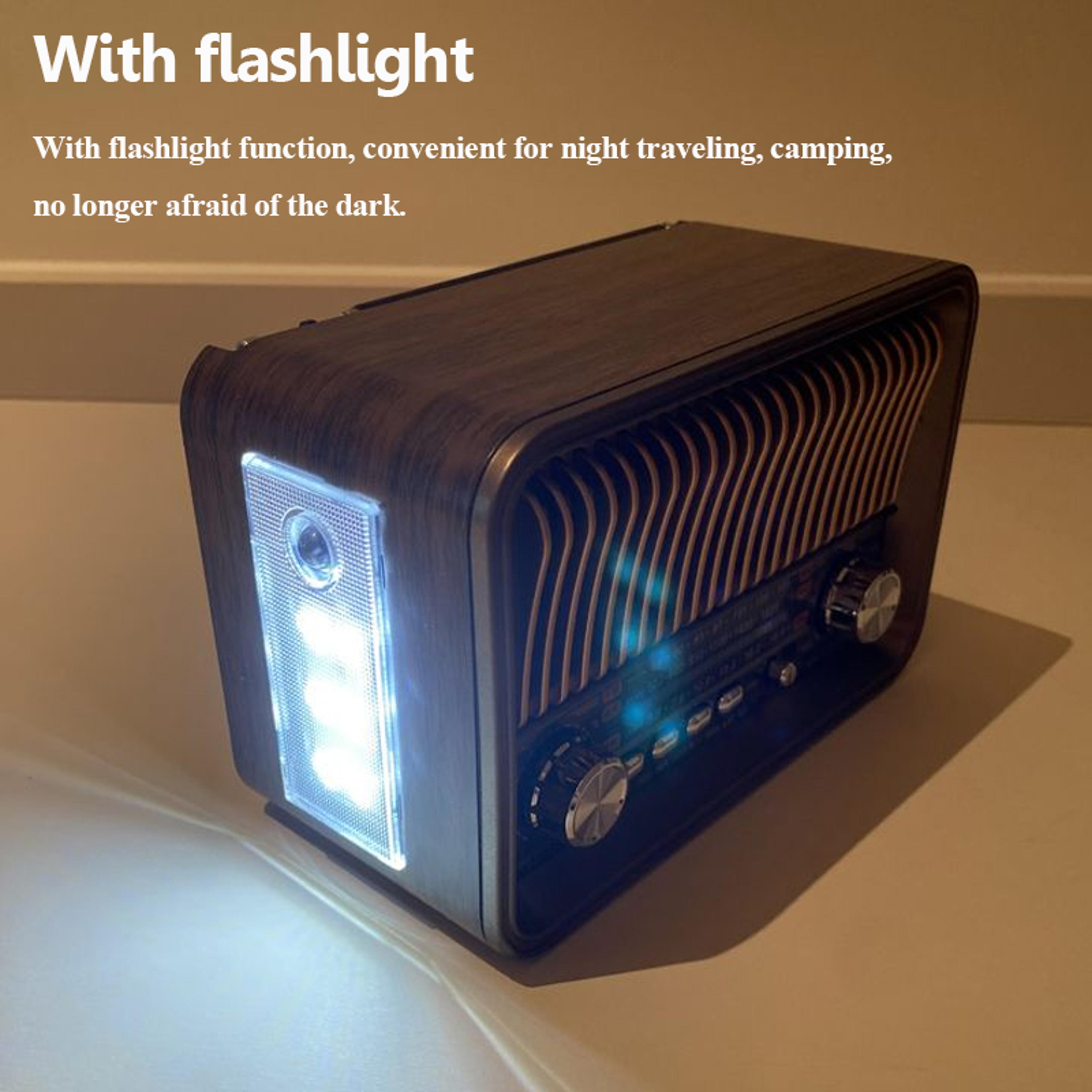 Vintage MultiBand Bluetooth Radio With Flashlight Portable FM AM SW Speaker 4