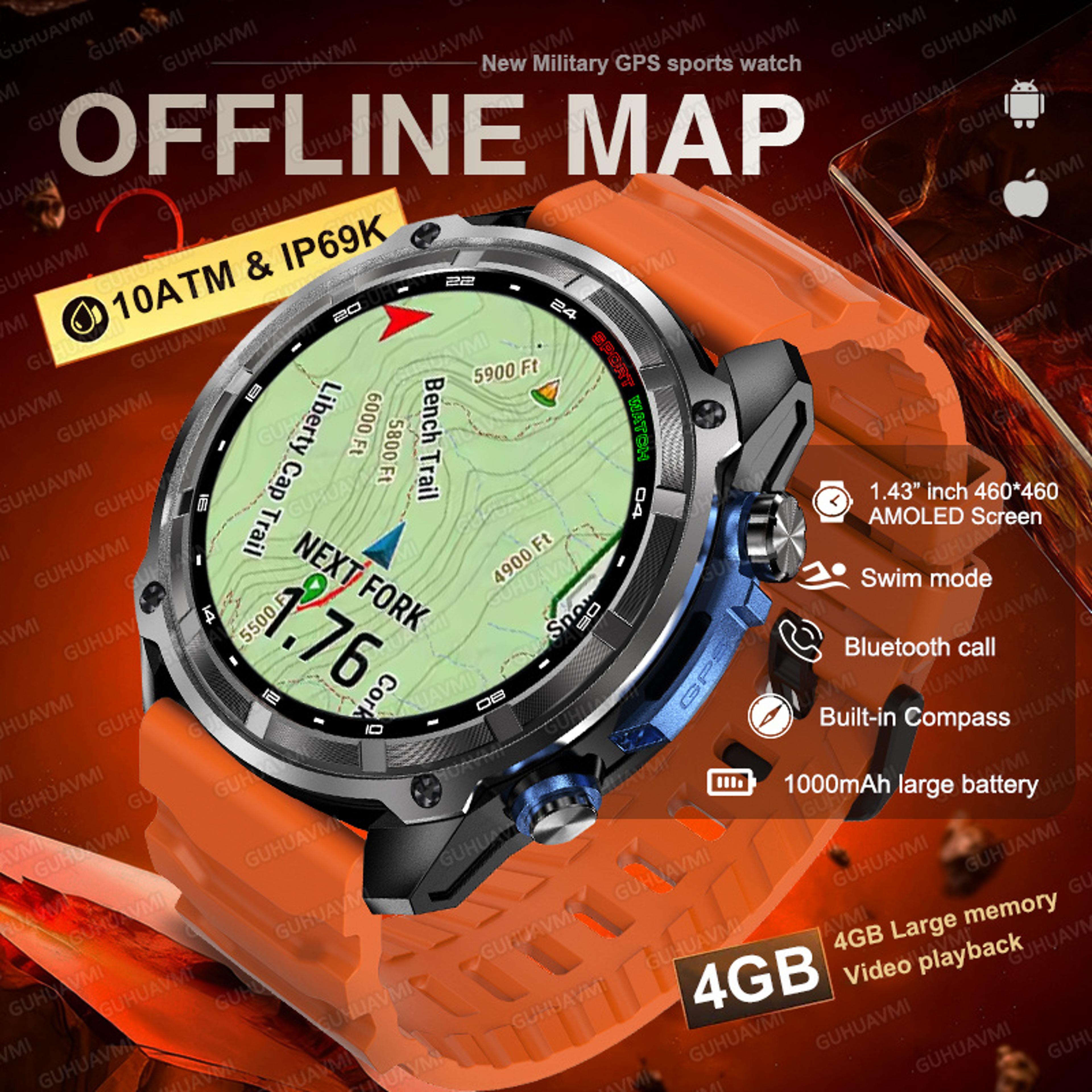 Rugged GPS Smartwatch With Offline Maps Storage  Waterproof Sports Tracking 0