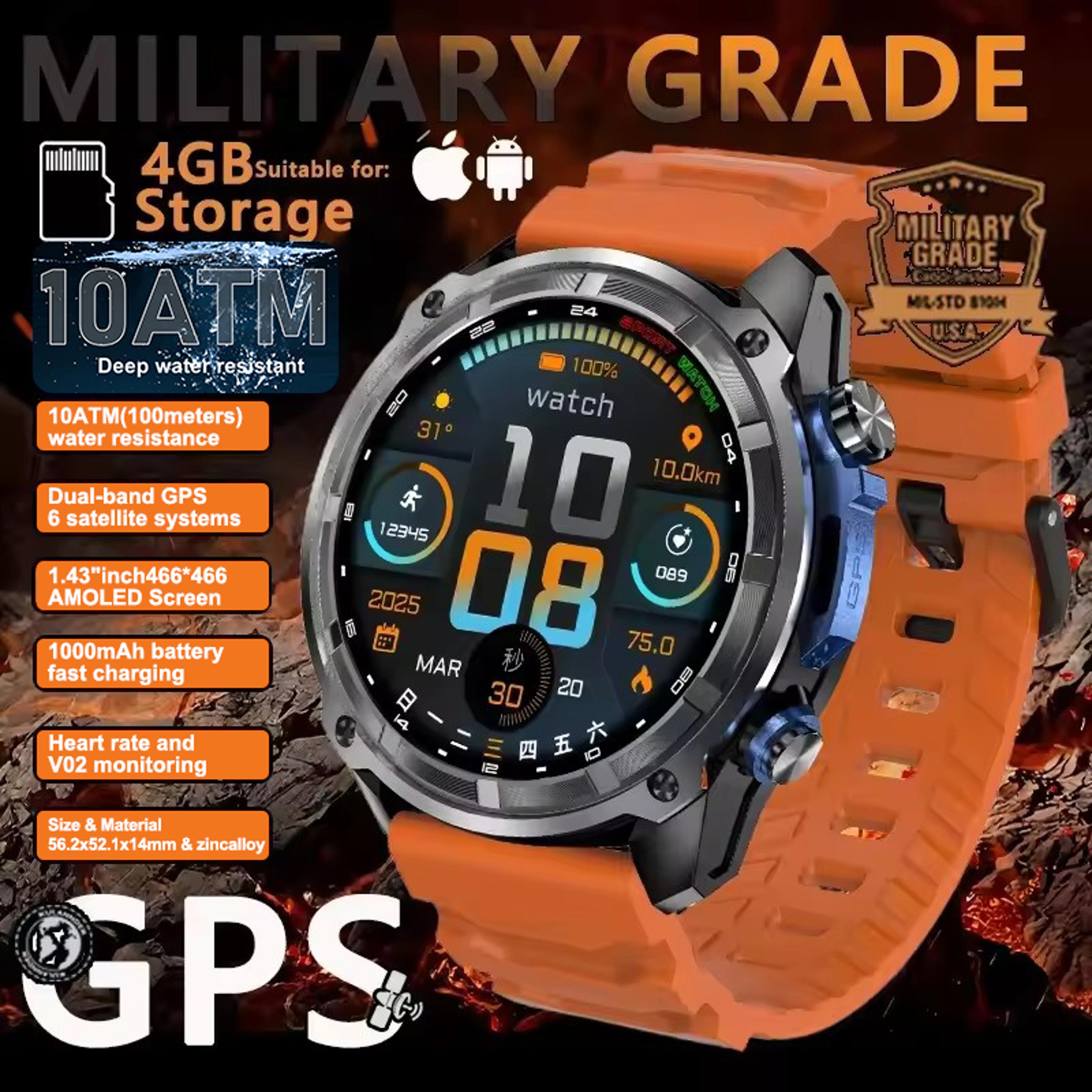 Pro GPS Smart Watch With Offline Maps Waterproof  Battery 8