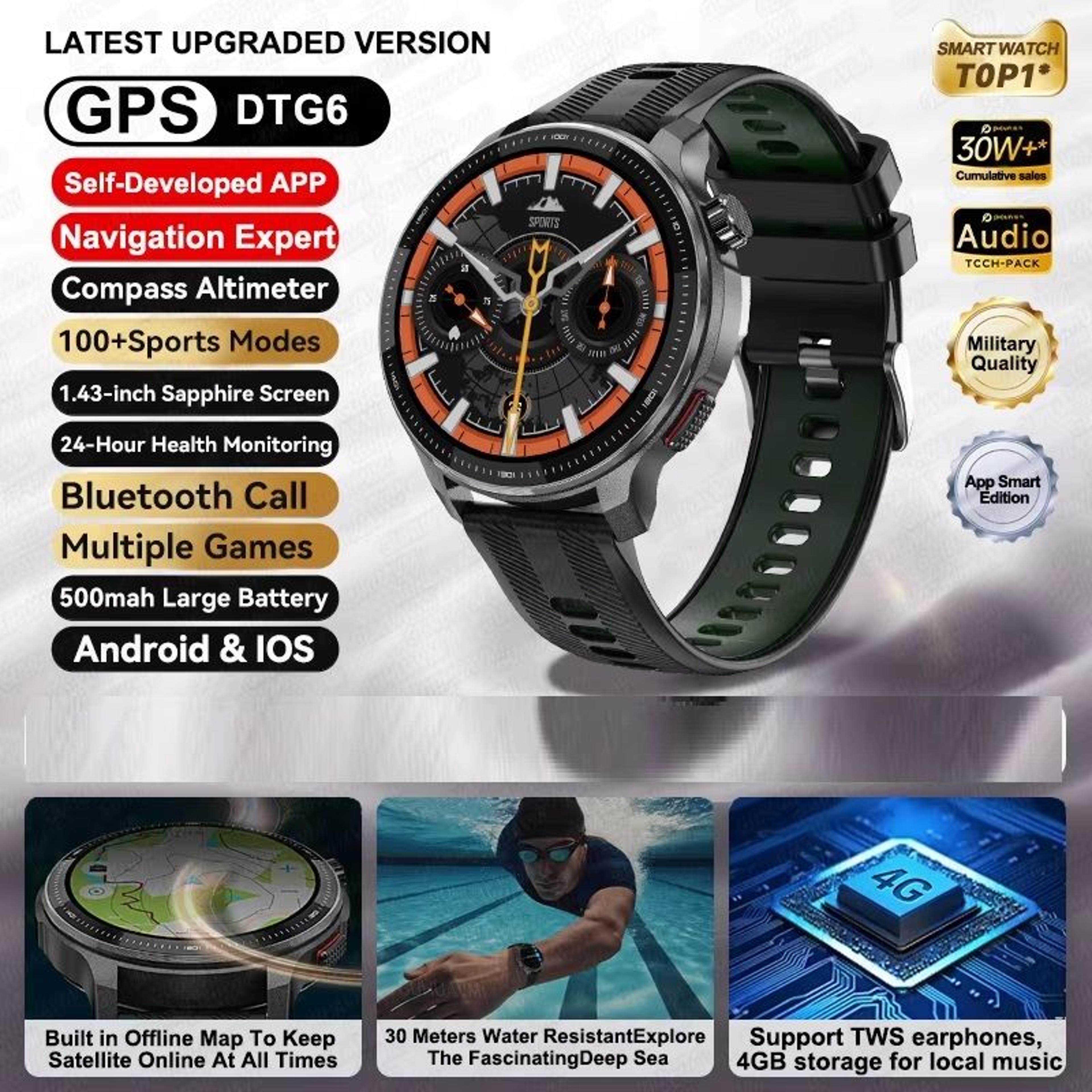 Smart Watch With Offline Maps GPS Music Player  10ATM Waterproof Fitness Tracker 7