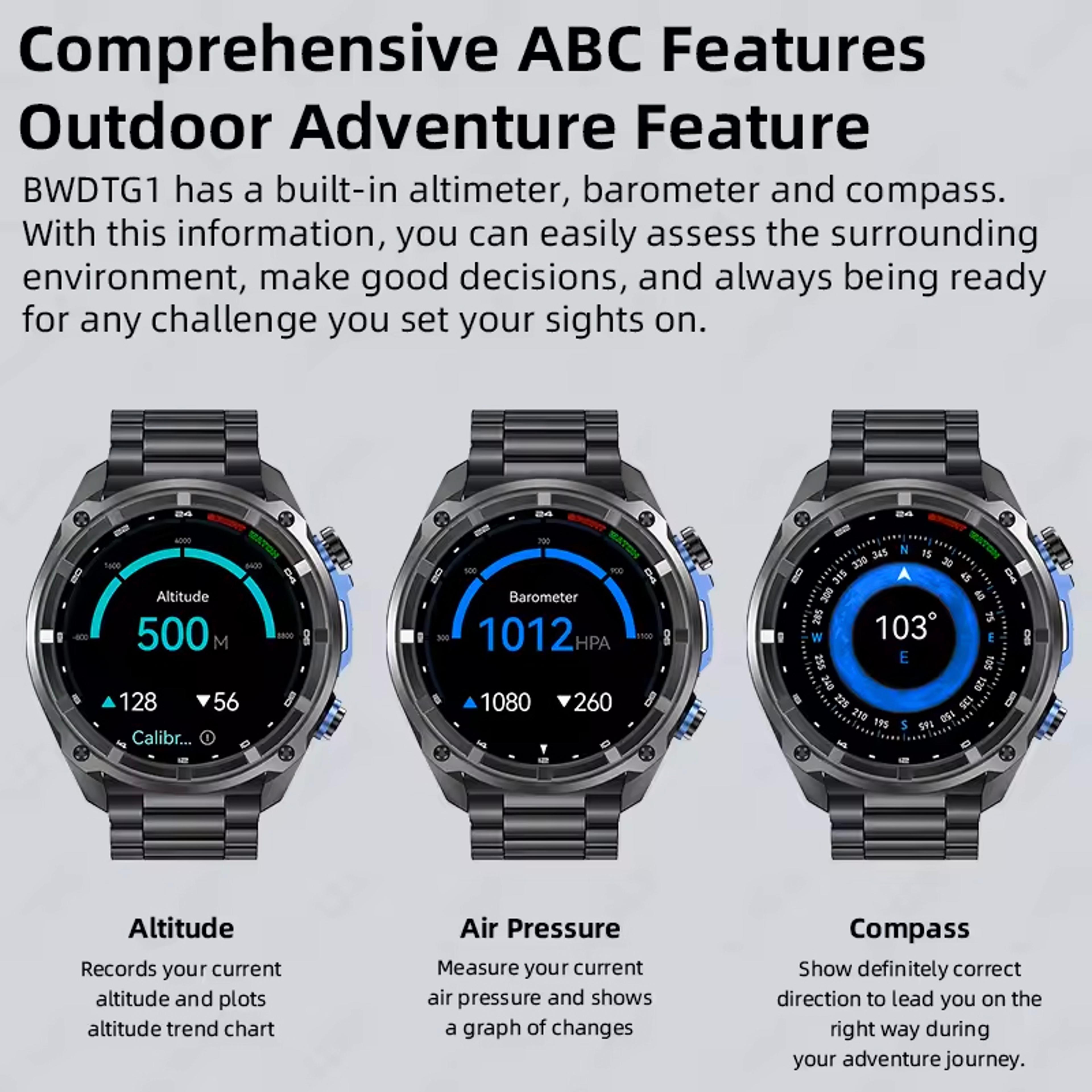 Outdoor GPS Smart Watch With Offline Maps Bluetooth Calling  Compass 5