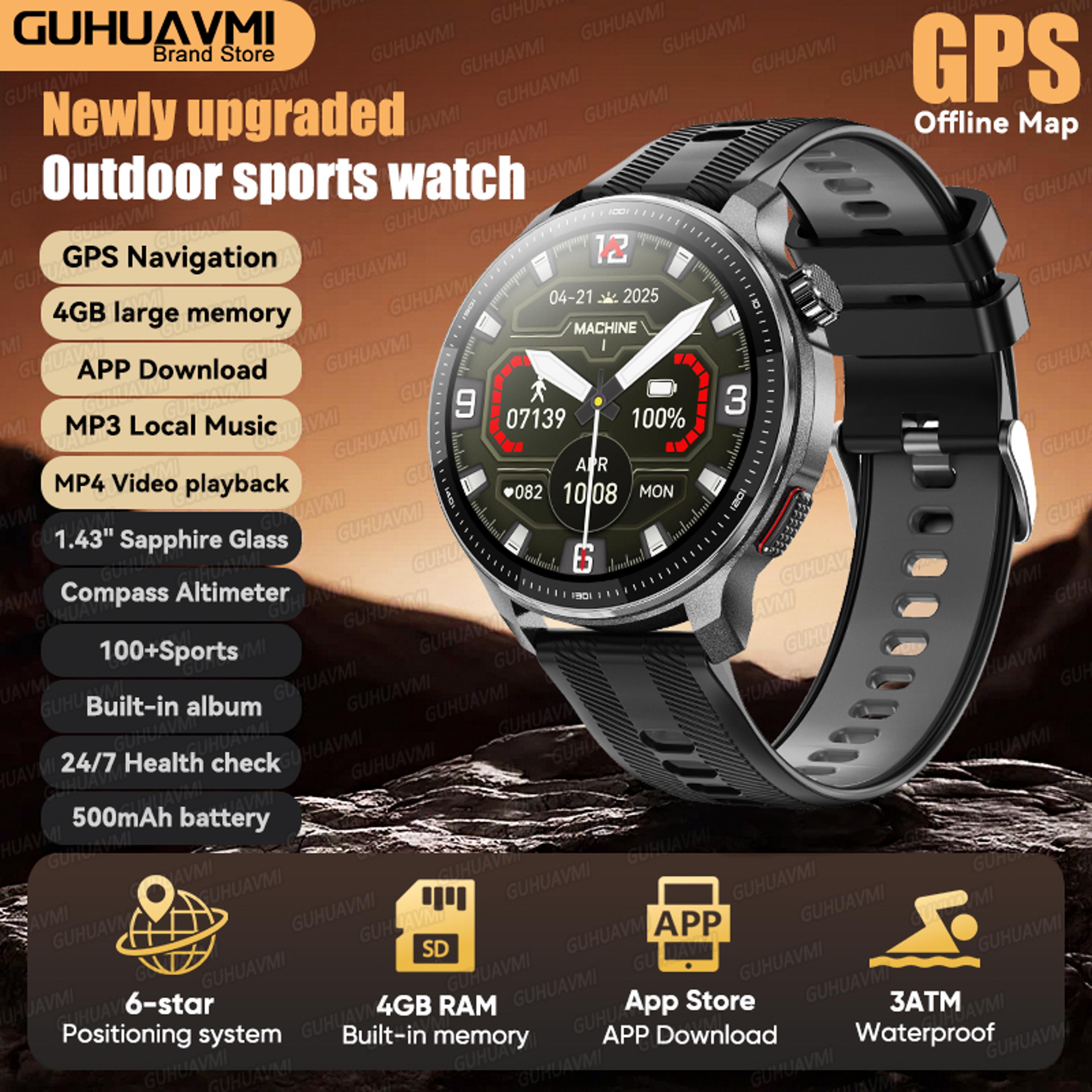 Premium Rugged GPS Smartwatch With Offline Maps Compass  Altimeter For Outdoor Adventure 7