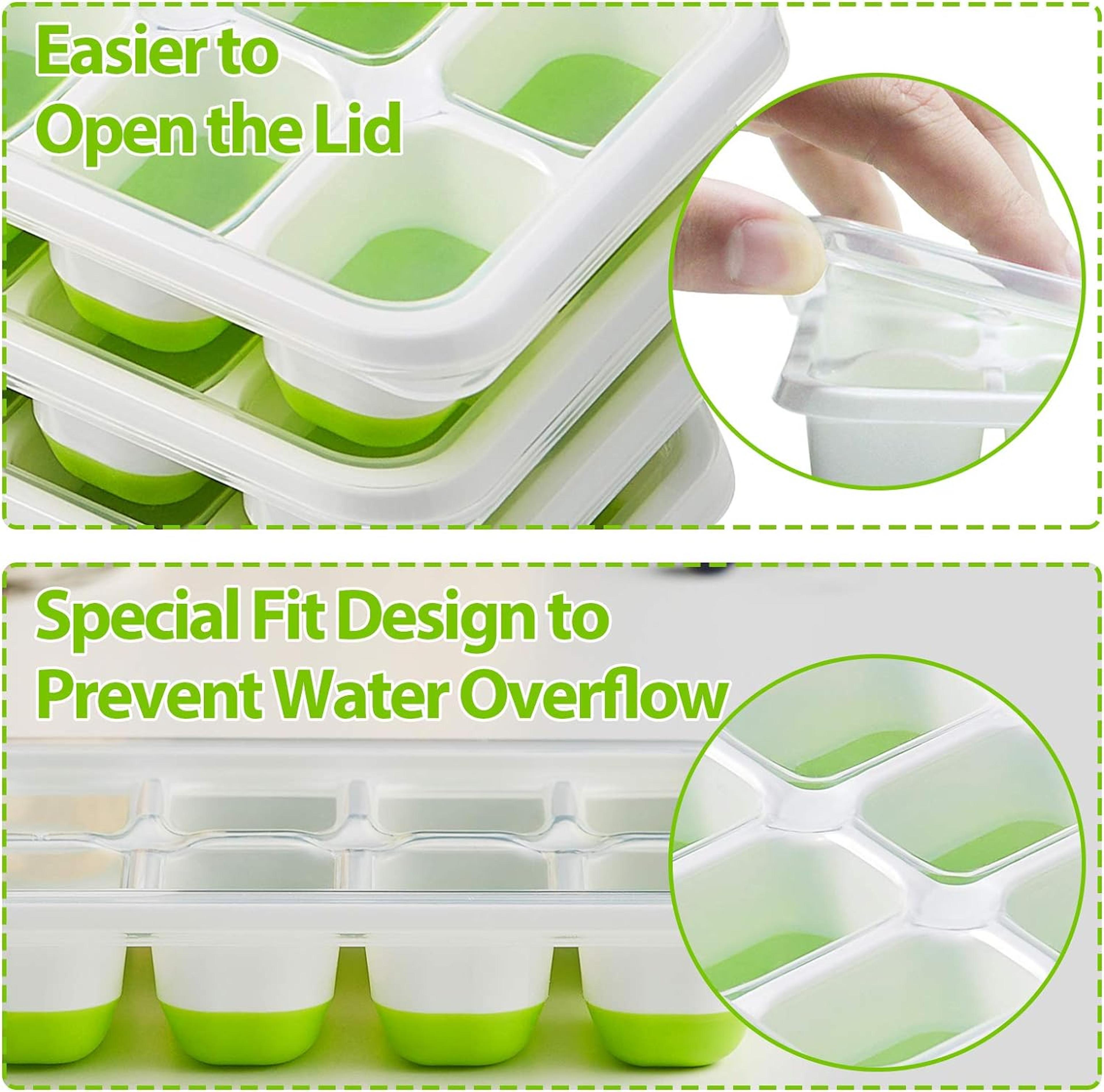 Silicone Ice Cube Tray With Lid Easy Release Cocktail Ice Mold Square Cubes 3