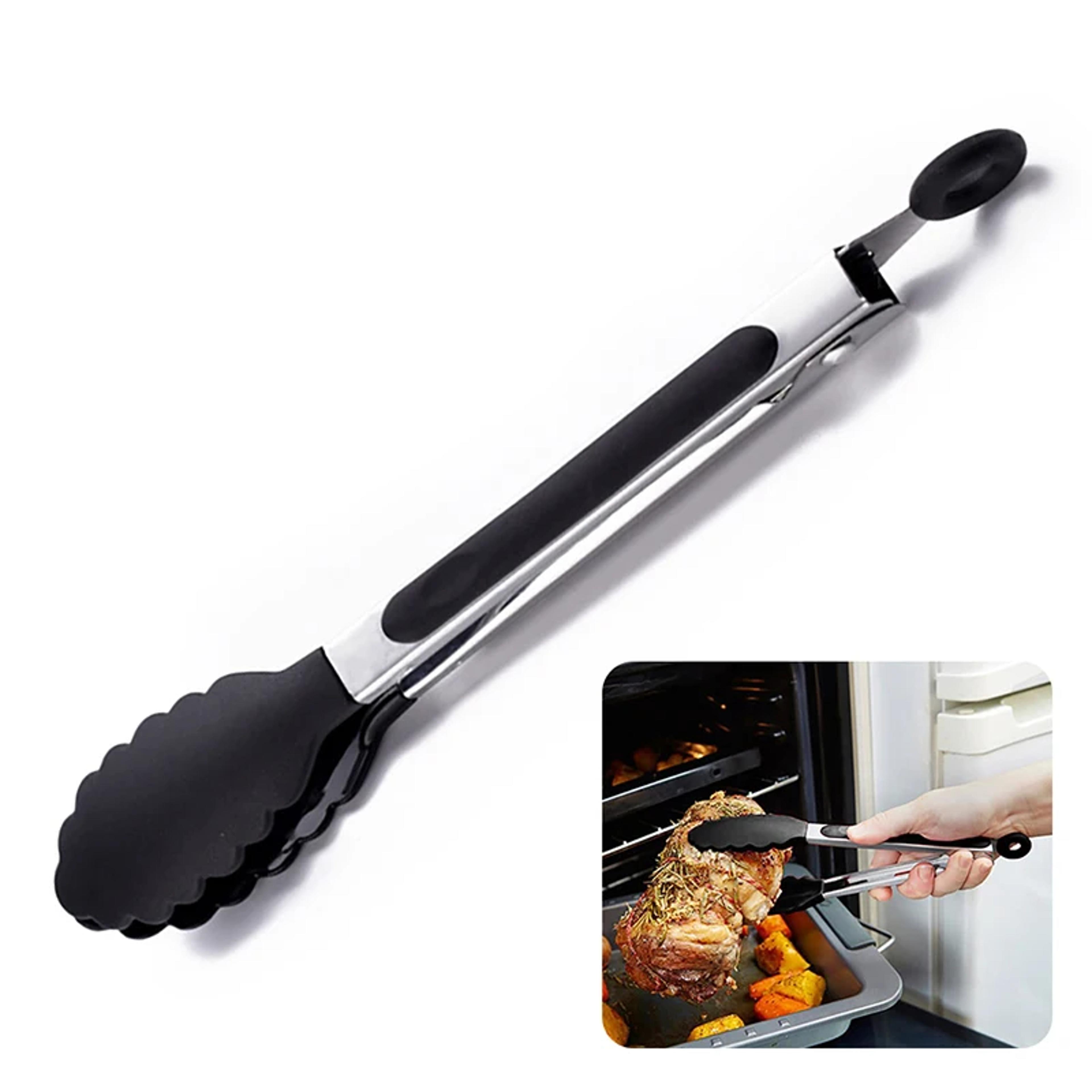 premium stainless steel kitchen tongs with silicone grip non-slip bbq tongs for cooking & grilling