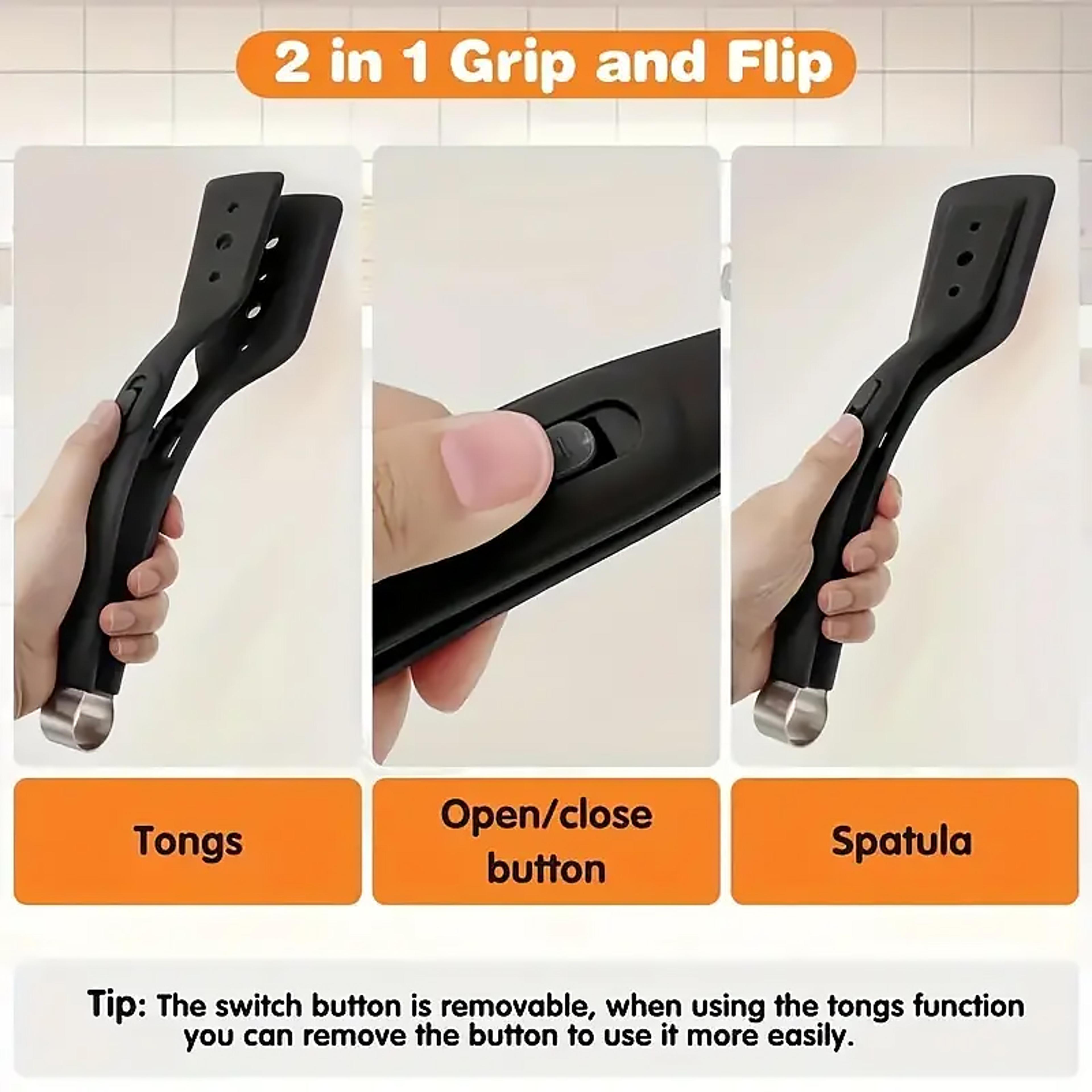 Silicone Kitchen Tongs  Nonstick Spatula Set For BBQ Pancakes  Eggs 4