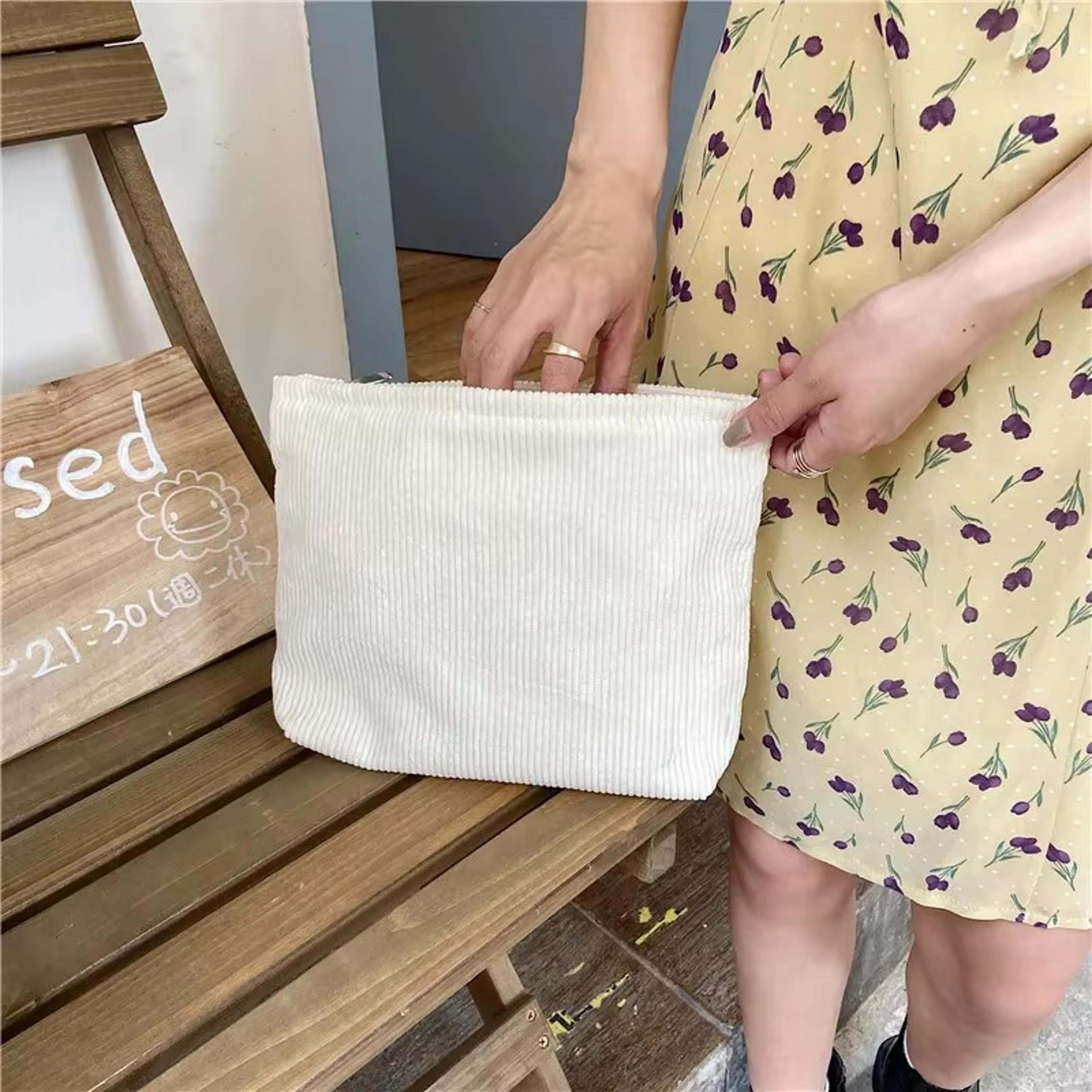 Corduroy Makeup Bag Large Capacity Travel Cosmetic Organizer For Women 2