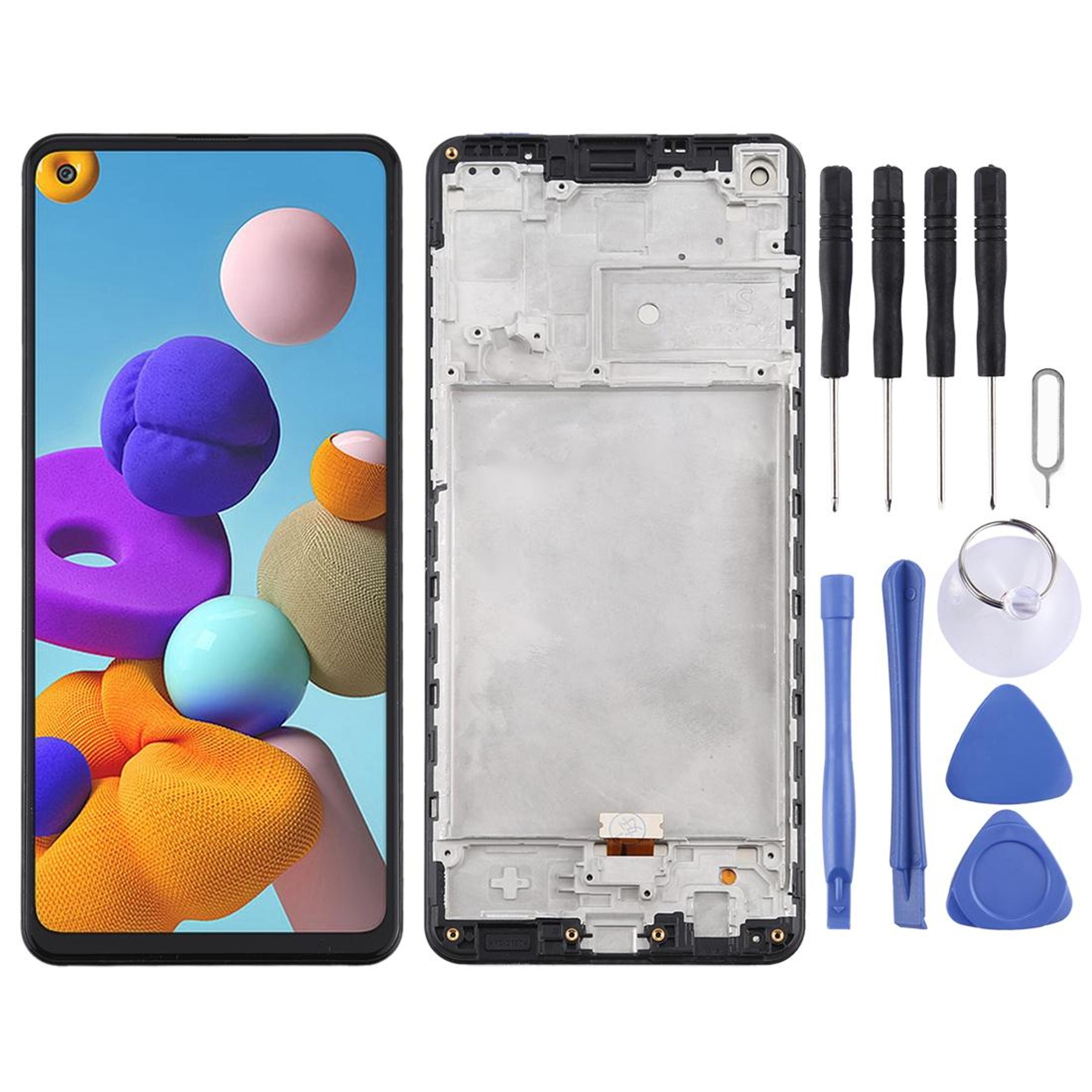 Samsung Galaxy A21s Screen Replacement LCD Digitizer Assembly With Frame Black 0