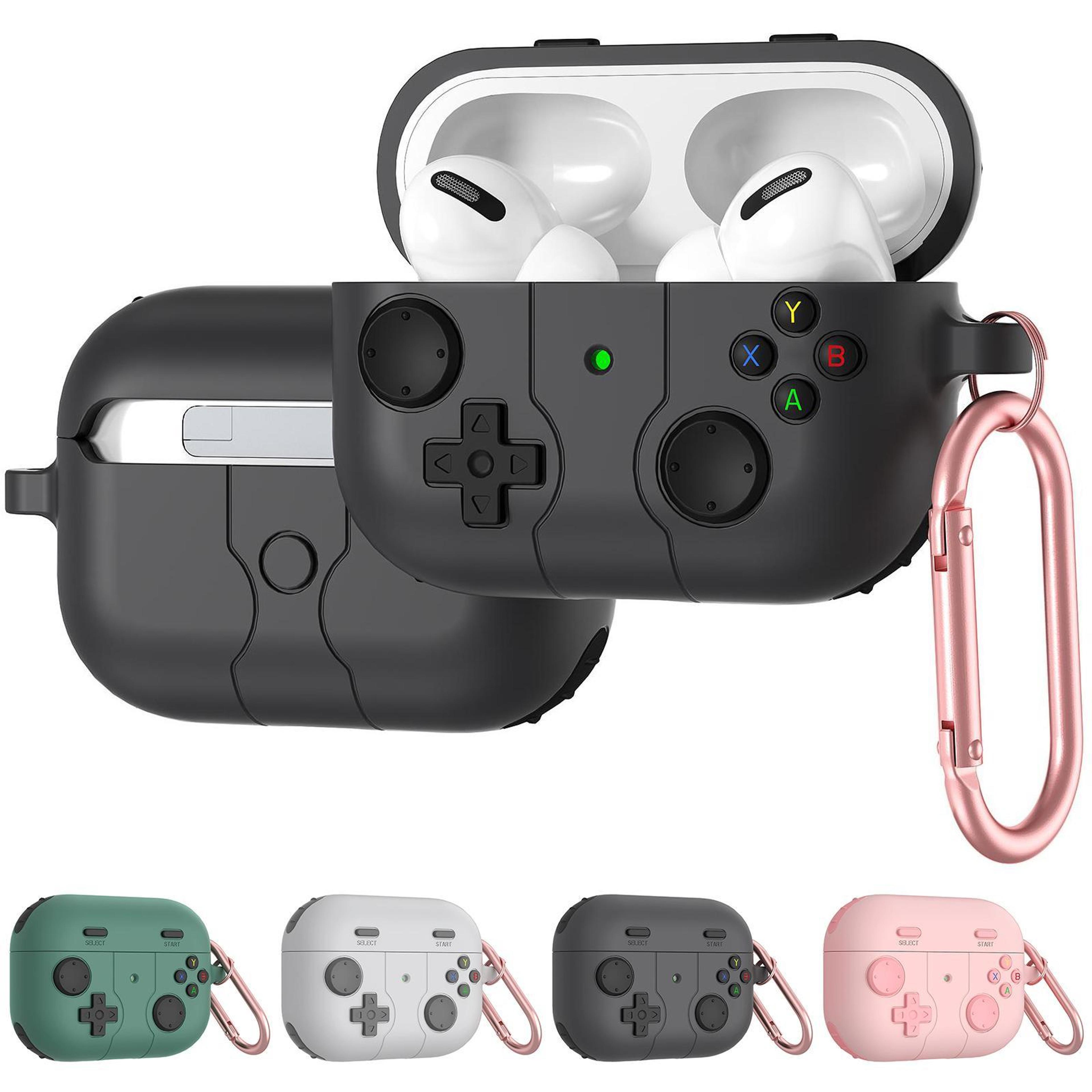 Game Console Style Wireless Earbuds Case Silicone Cover With Carabiner Clip 7