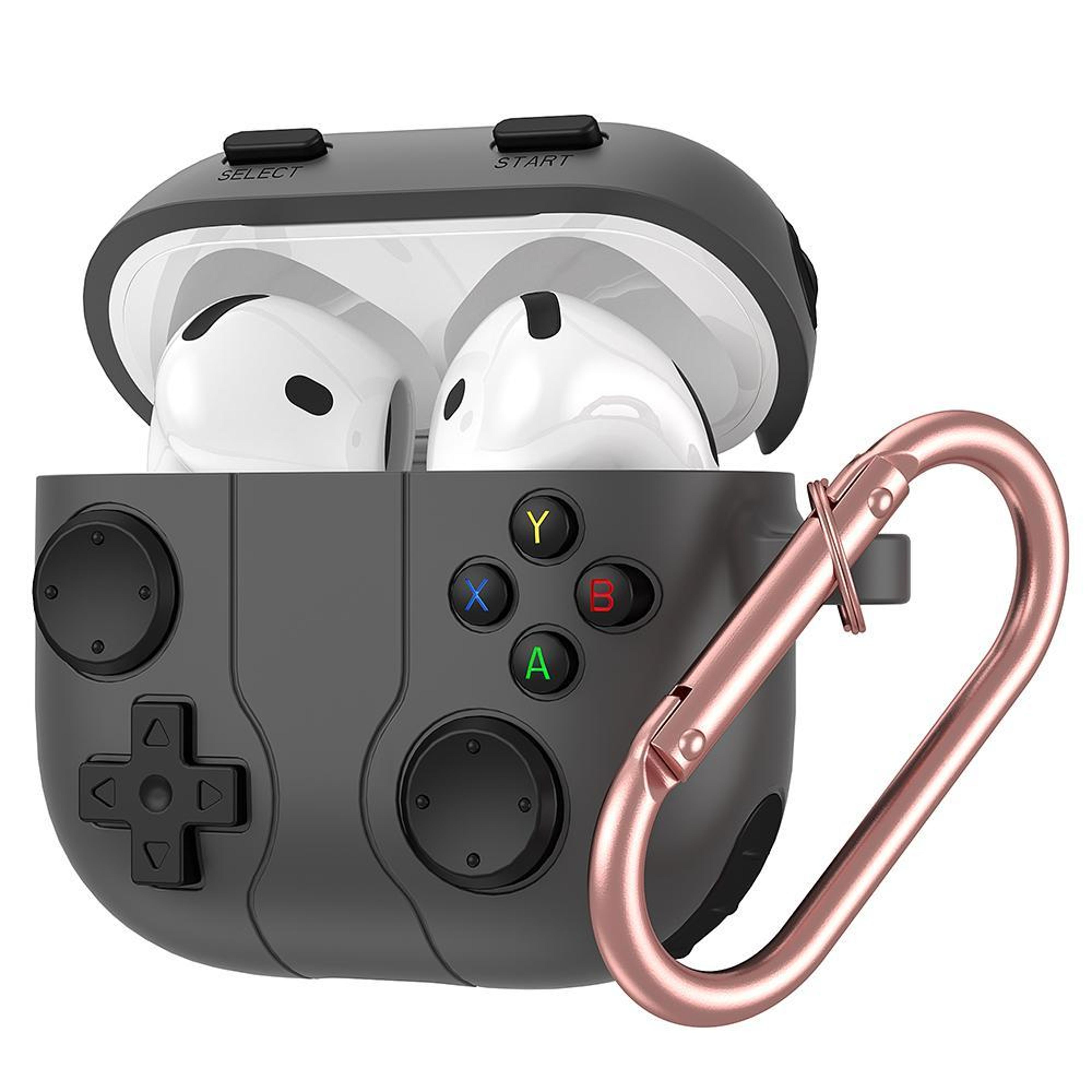 Game Console Style Wireless Earbuds Case Silicone Cover With Carabiner Clip 9