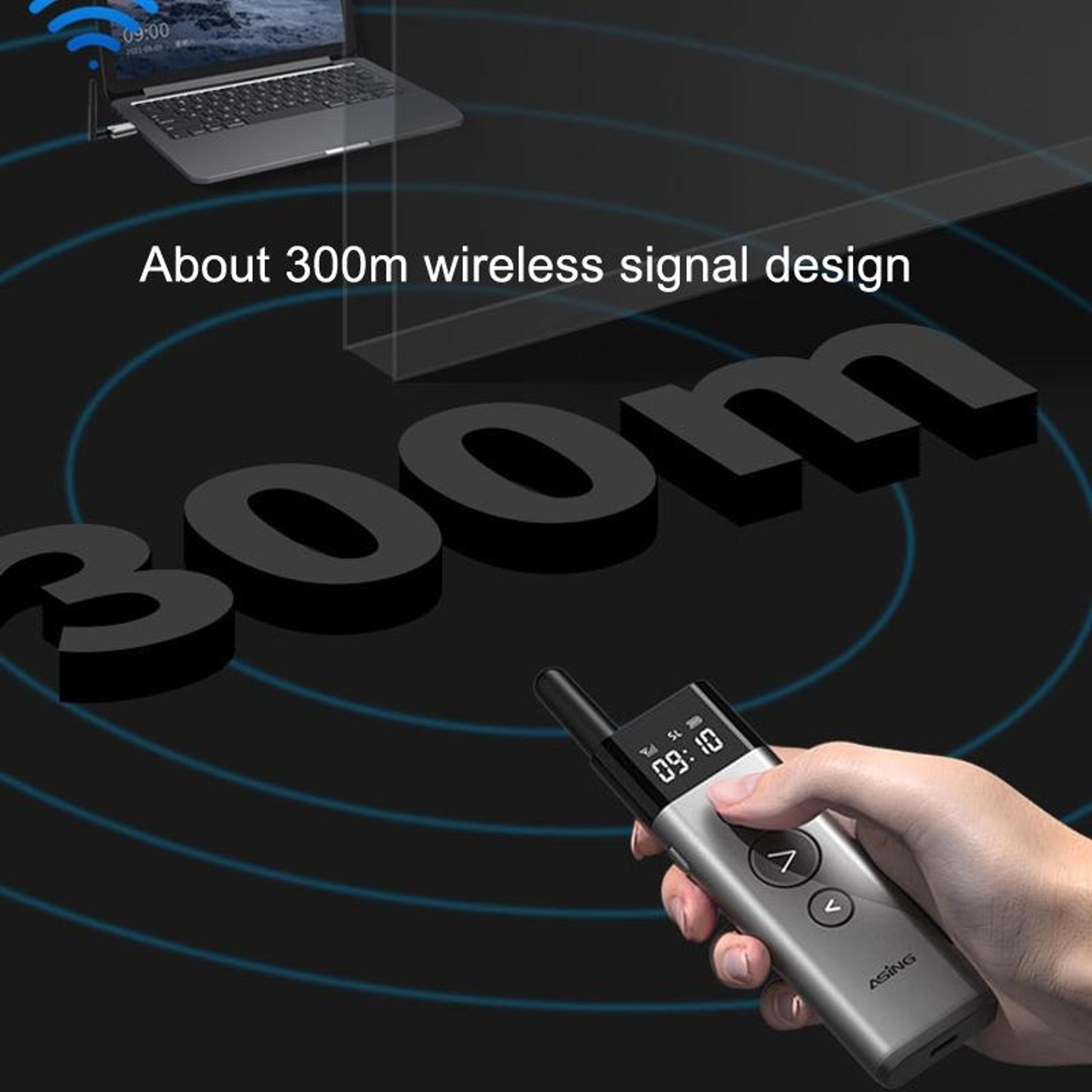 Wireless Presentation Clicker With Green Laser Pointer 300m Range USB PowerPoint Remote 4