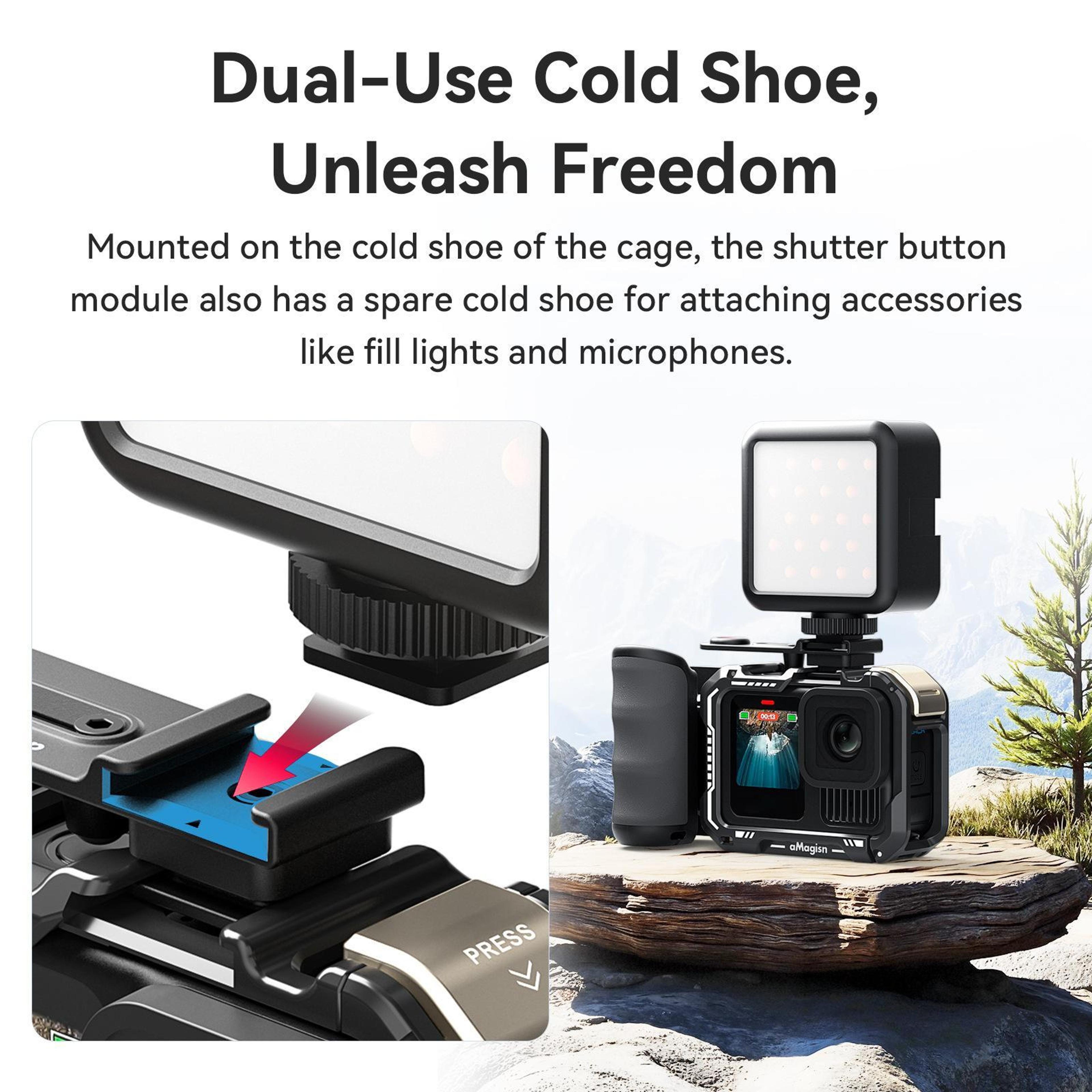 Xplorer Action Camera Grip Kit With Shutter Button For GoPro DJI Insta360 Vlogging 9