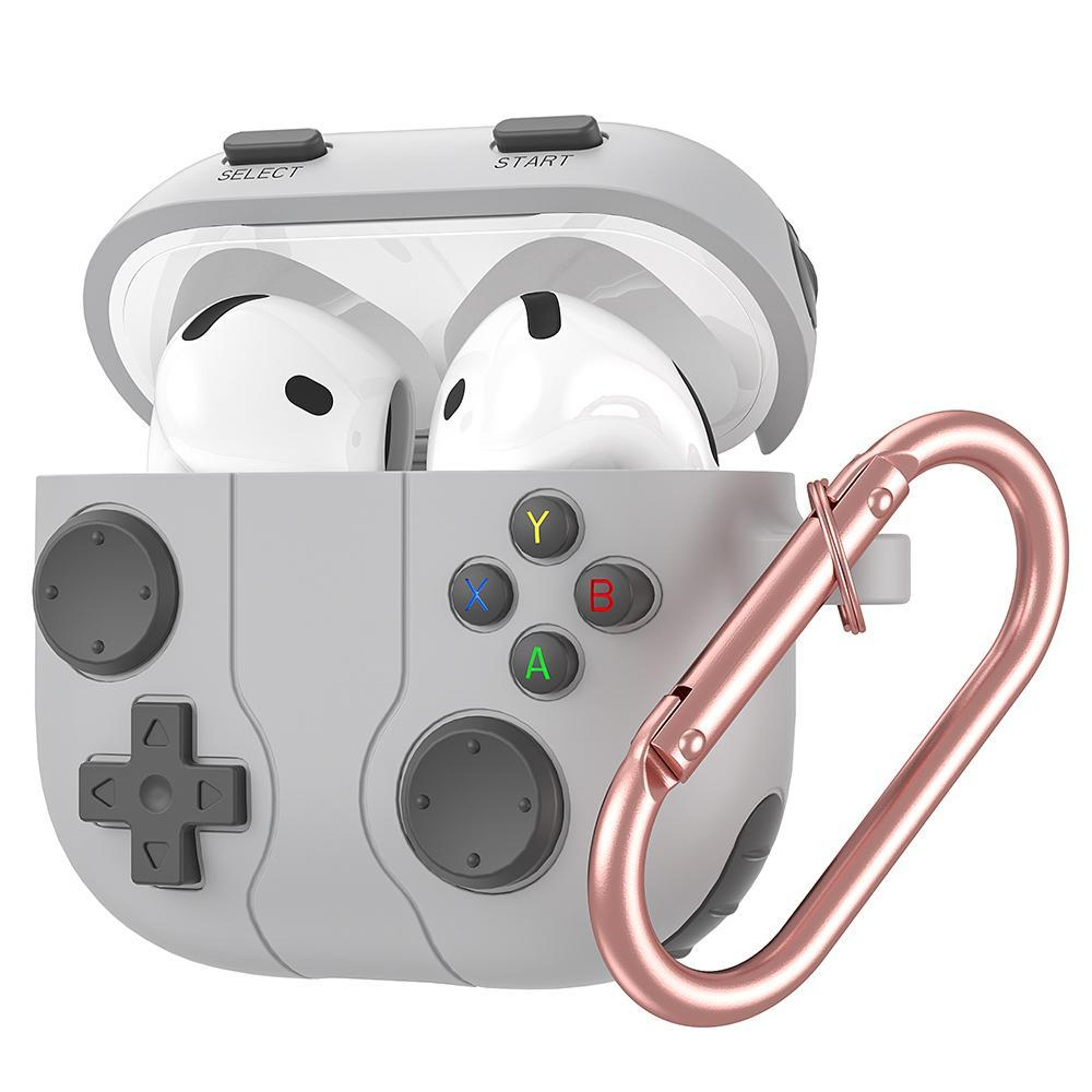 game console style airpods pro case with carabiner  silicone protective cover for everyday carry
