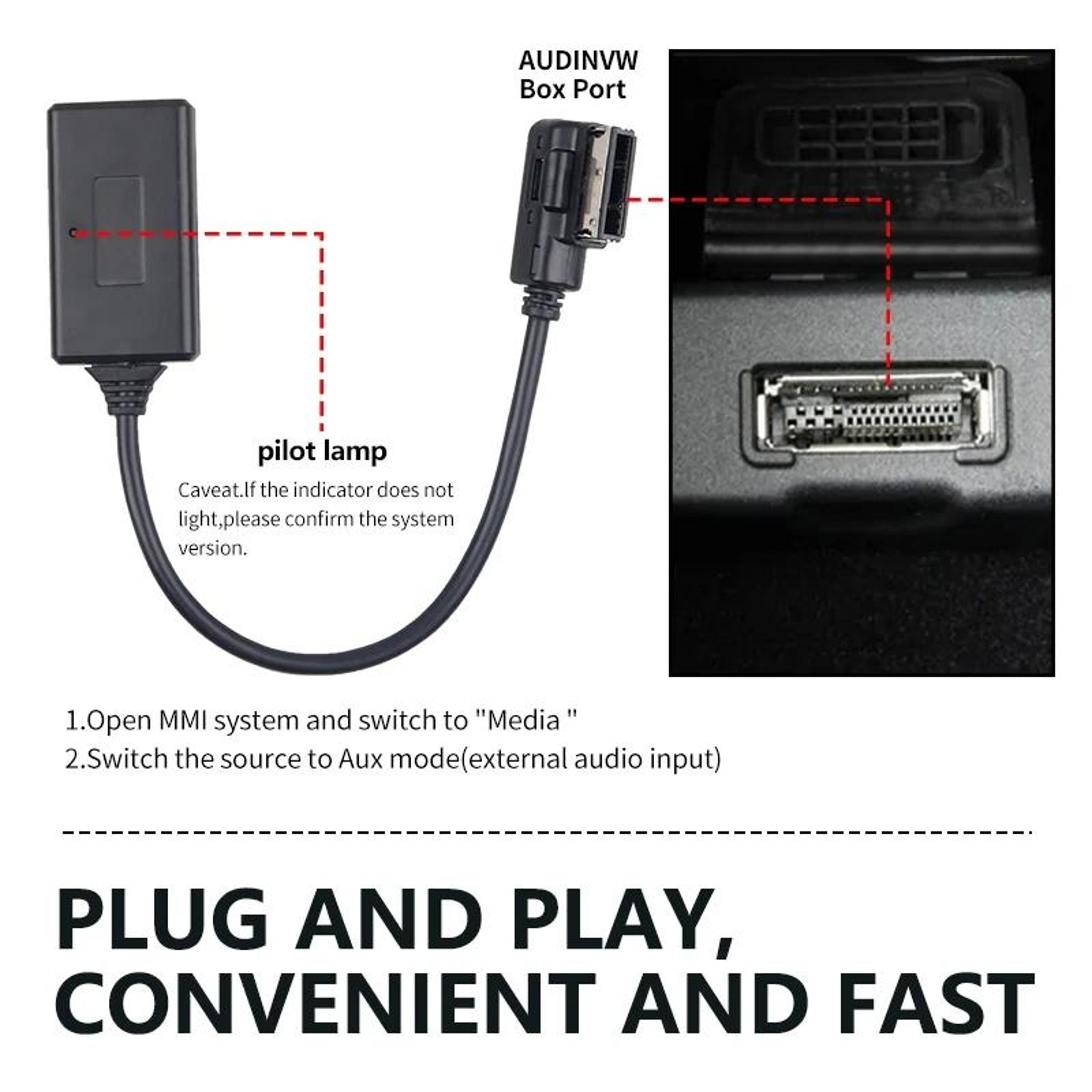 Audi MMI Bluetooth Audio Cable Wireless Music Adapter Harness For Audi VW Skoda 9