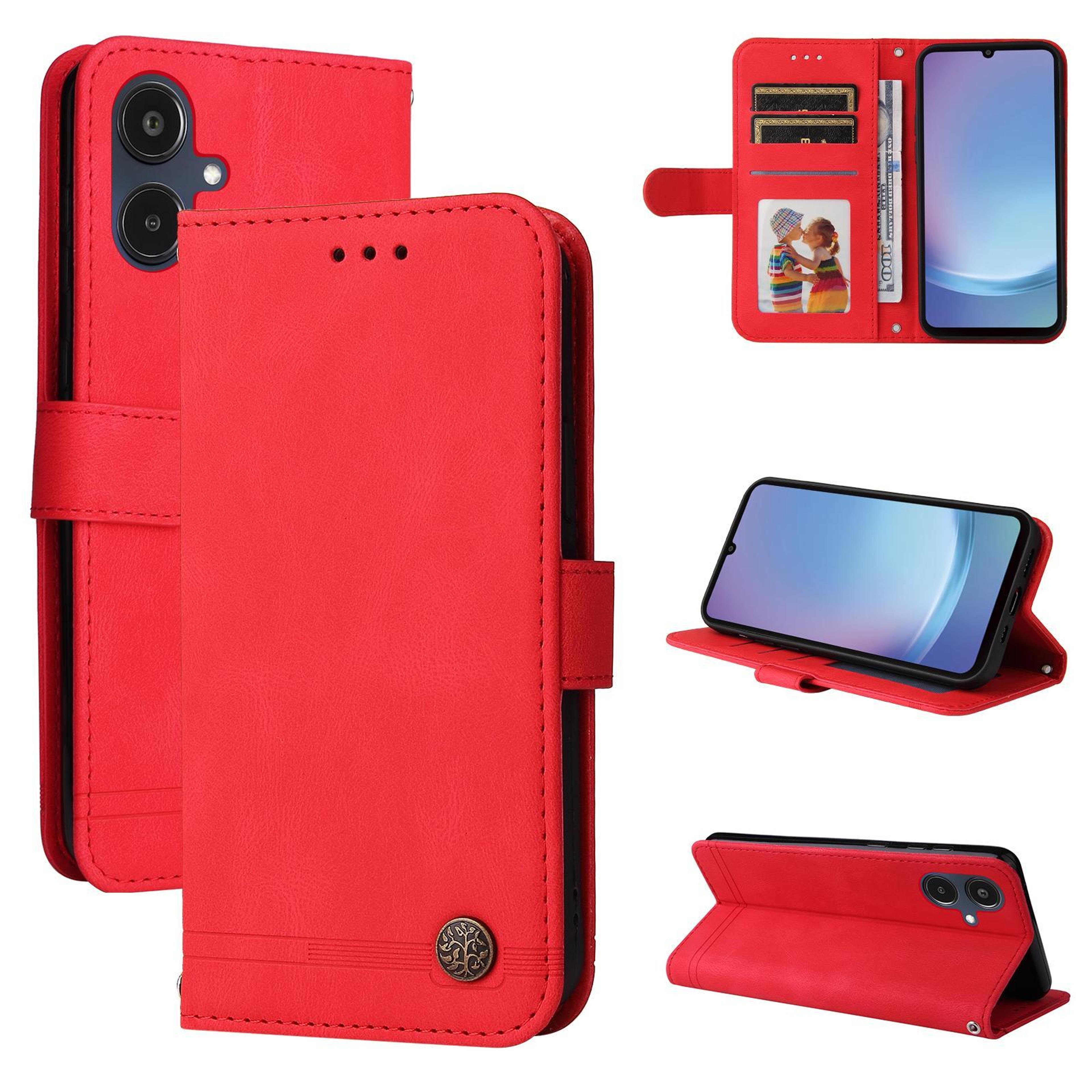 Samsung Galaxy  Leather Wallet Case With Card Slots Stand Life Tree Metal Button 29