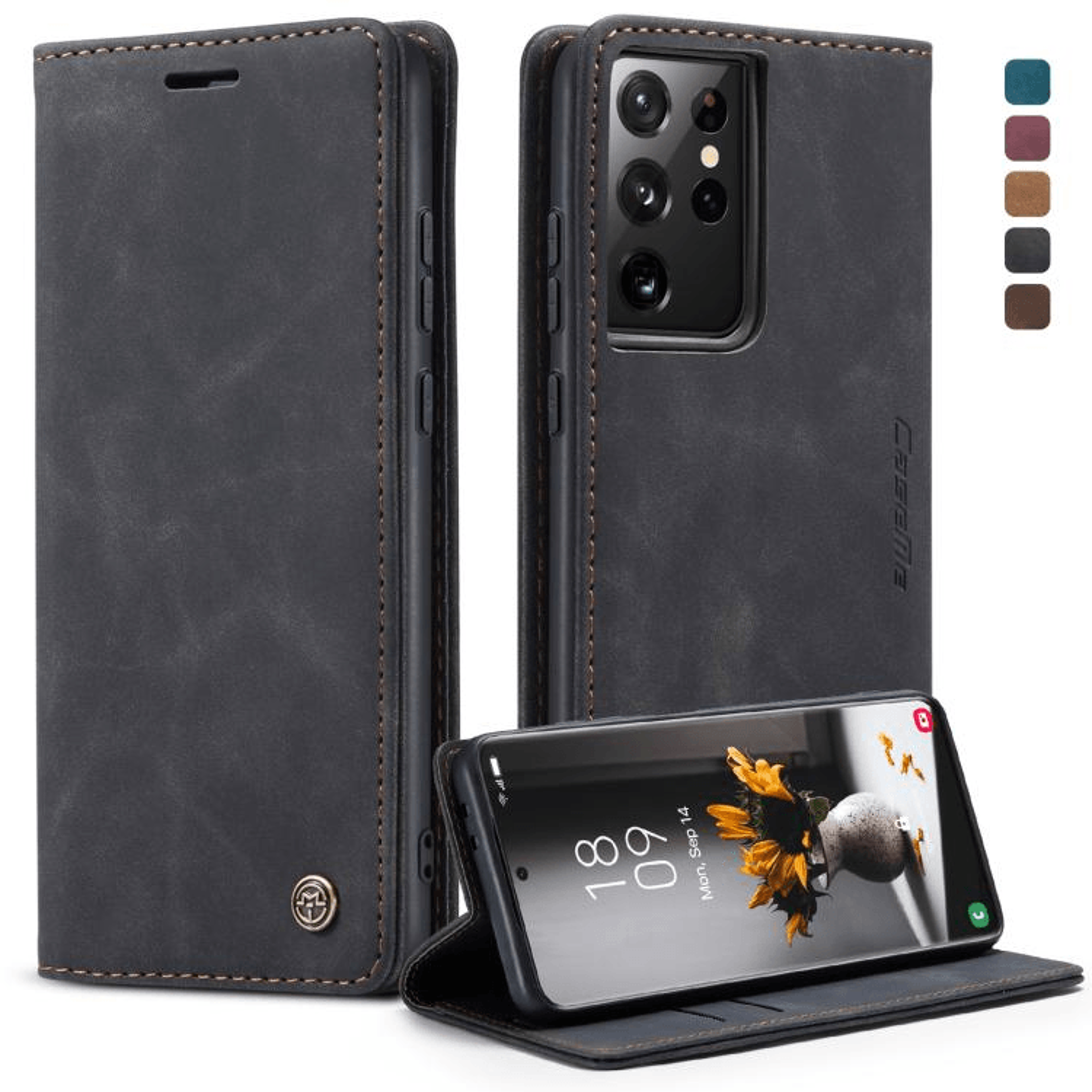 Premium Samsung Galaxy Flip Leather Case With Card Slot  Stand 10