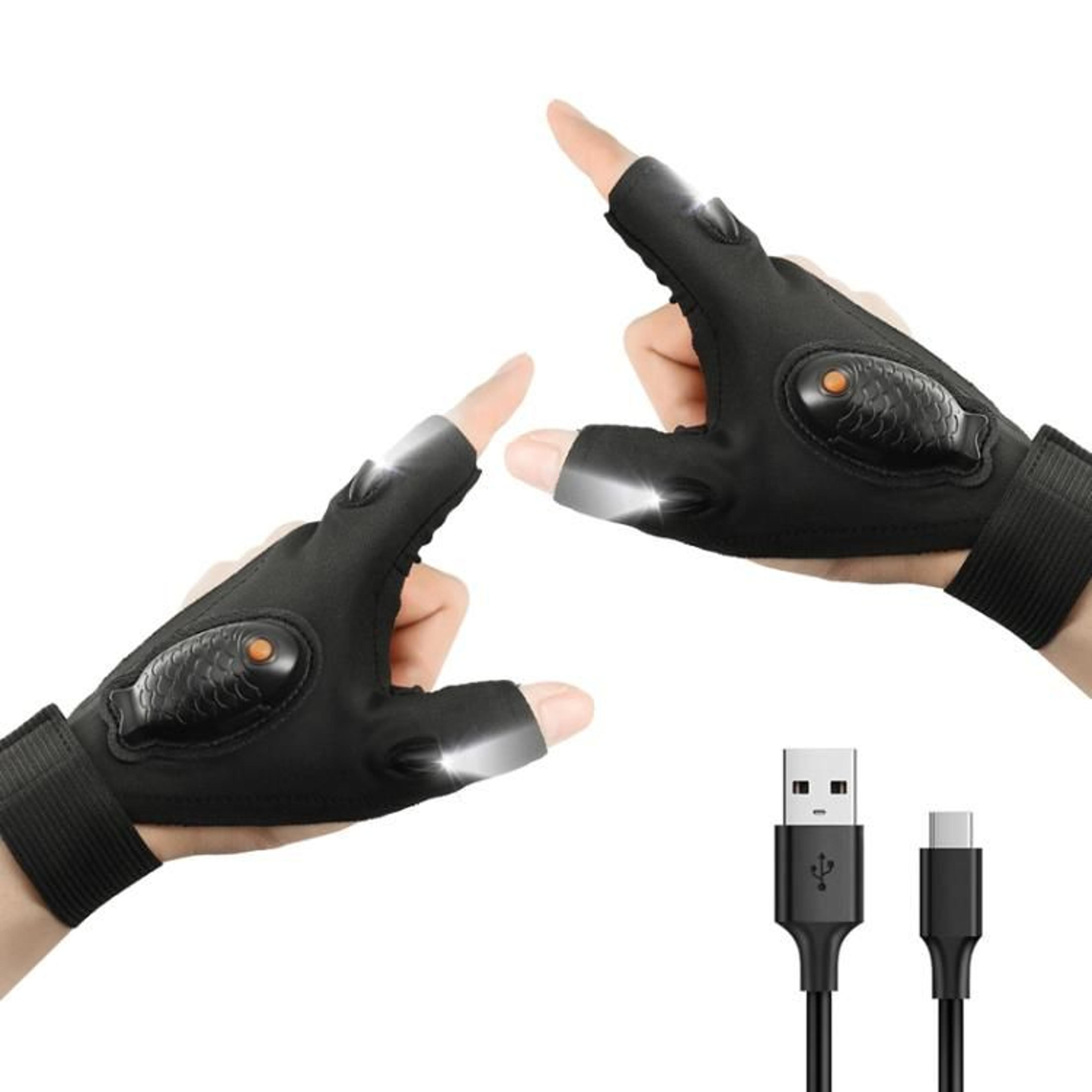 Rechargeable LED Flashlight Gloves For Night Work Fishing  Repair HandsFree Light 7