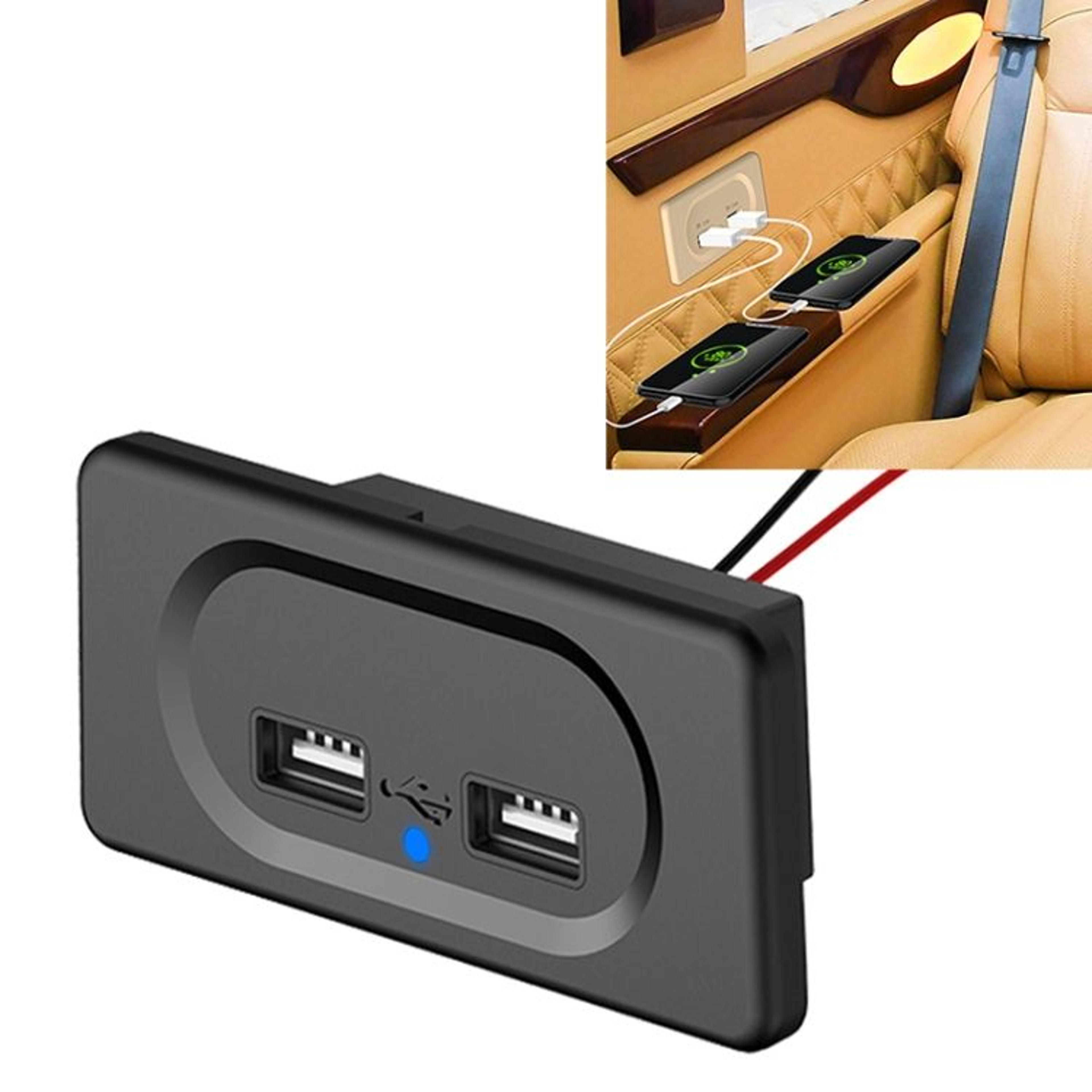 dual usb car charger with short cable for rv, bus & modified vehicles