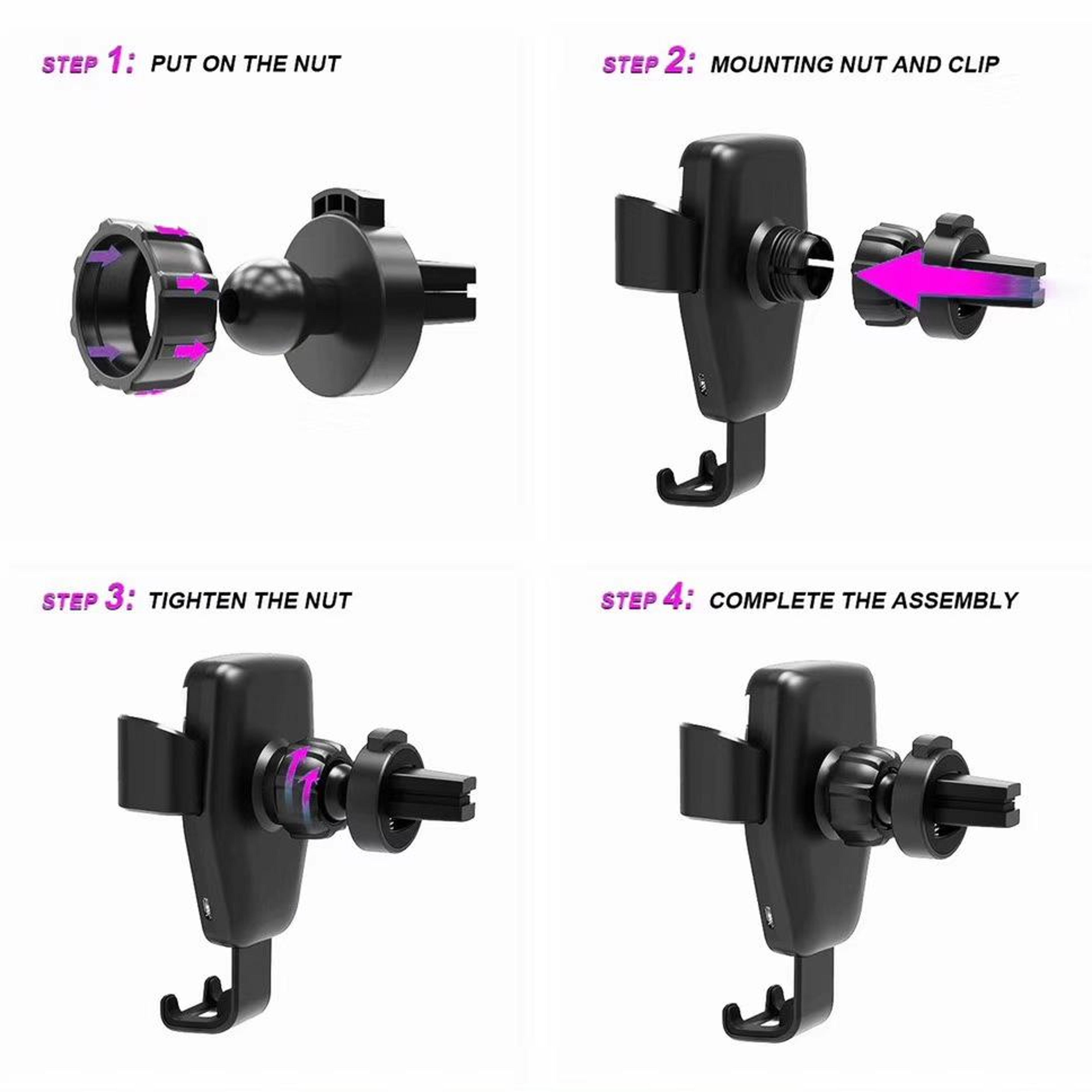 18W Wireless Car Charger Mount With Air Vent Clip And Qi Fast Charging Holder 9