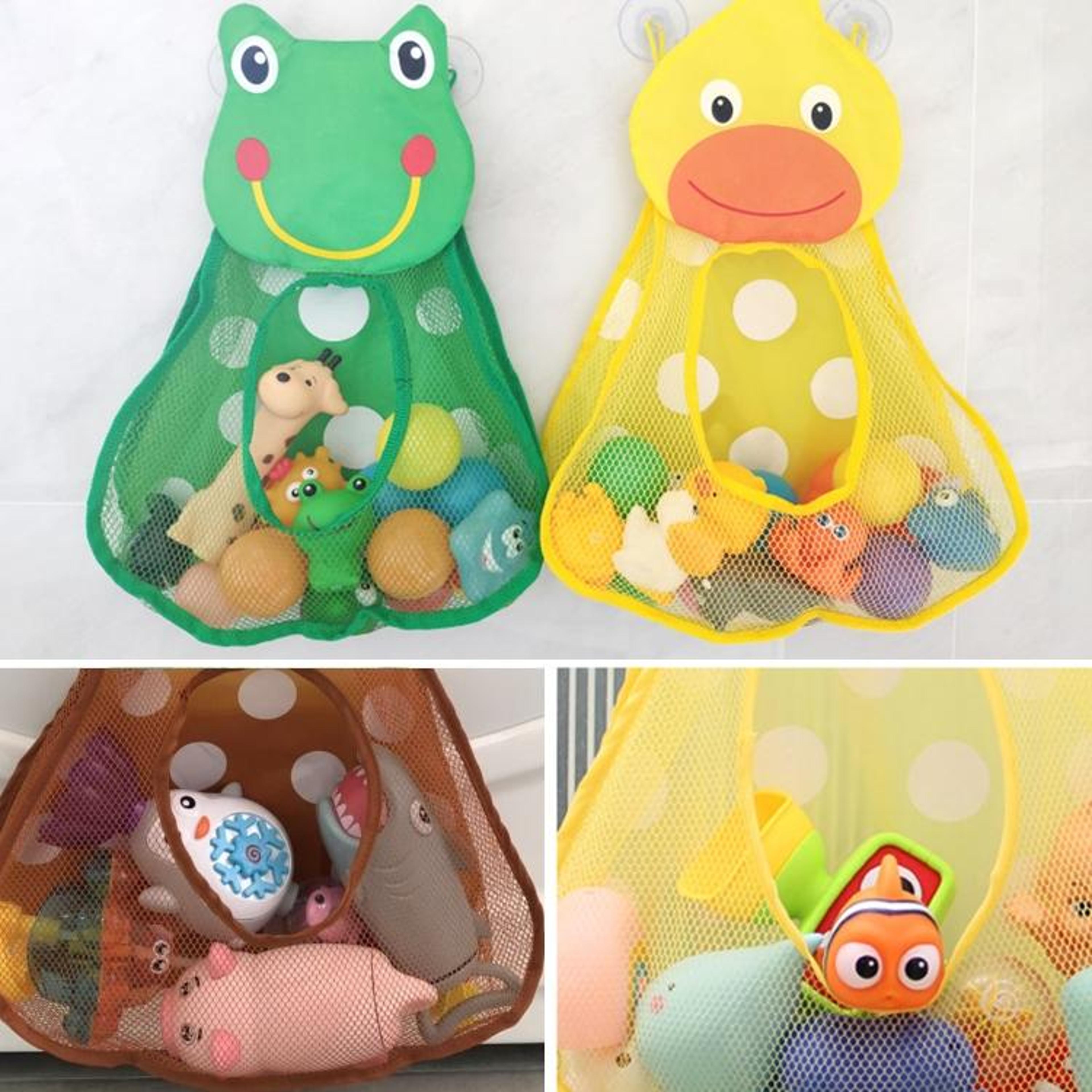 Baby Bath Toy Organizer Mesh Set With Suction Cups Frog Design 5