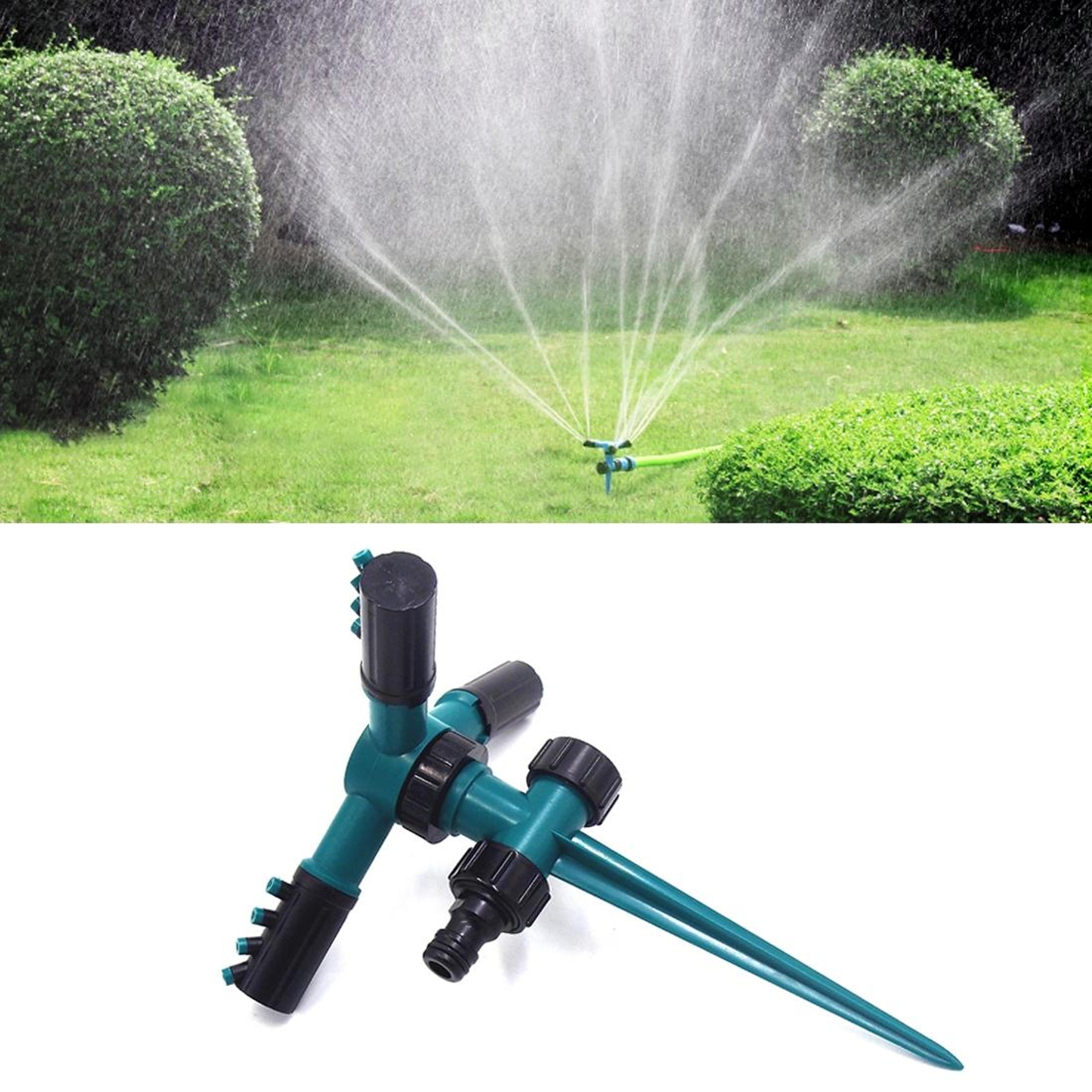 360° rotating garden sprinkler with adjustable spray arms & spike base lawn irrigation system