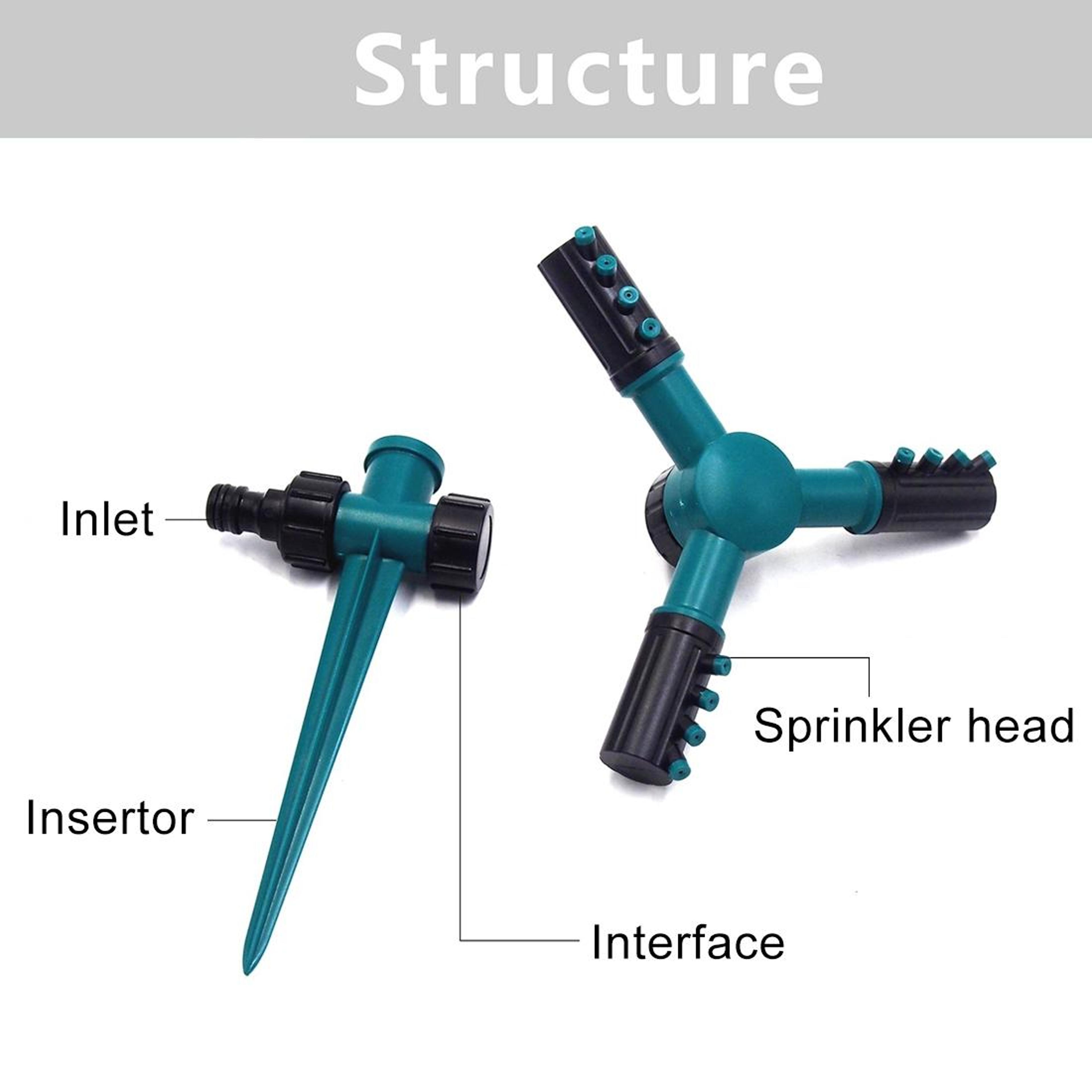360 Rotating Garden Sprinkler With Adjustable Spray Arms  Spike Base Lawn Irrigation System 4