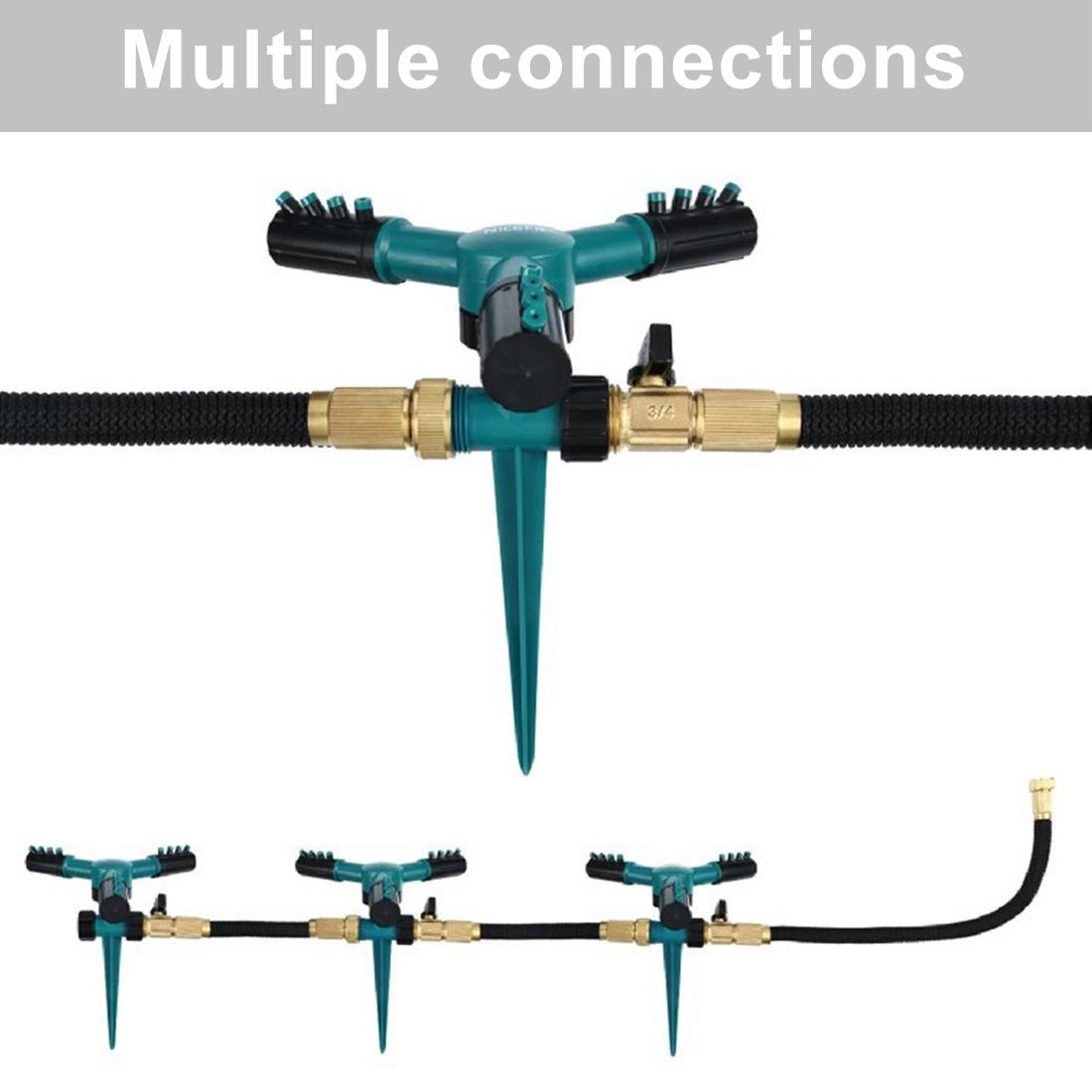 360 Rotating Garden Sprinkler With Adjustable Spray Arms  Spike Base Lawn Irrigation System 5