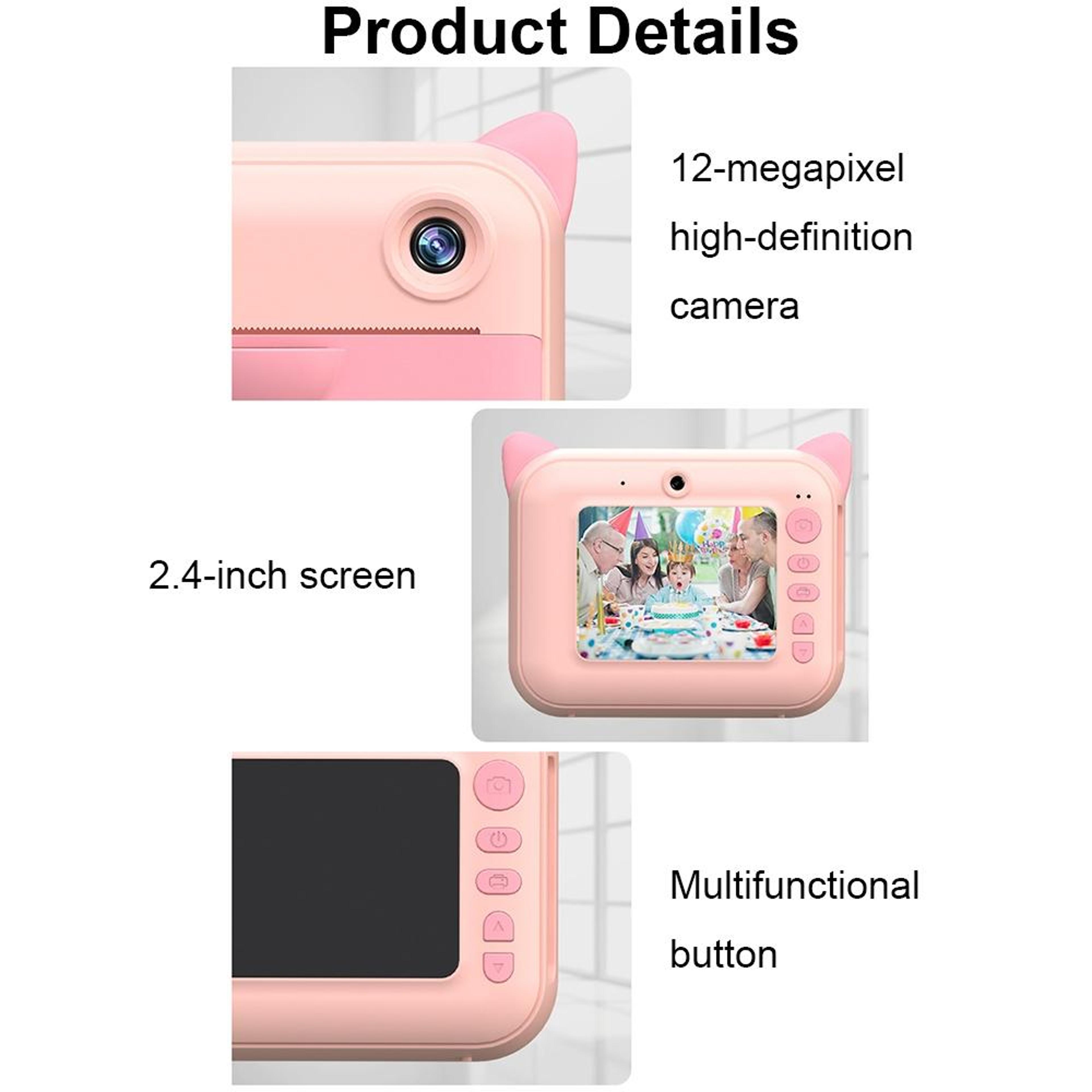 Kids Instant Print Camera With HD Screen Thermal Printing Camera For Kids Fun Creative Toy 6