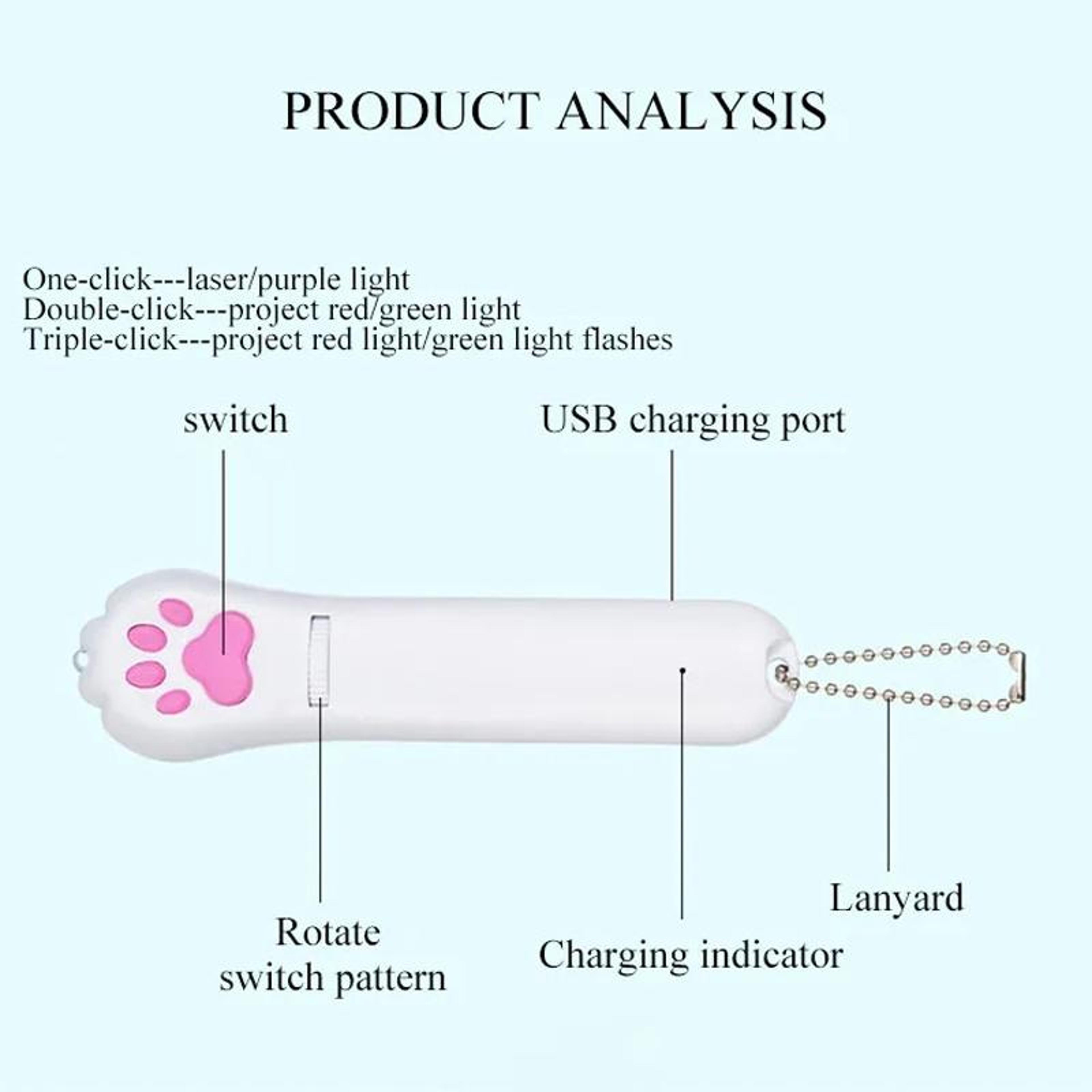 Smart LED Cat Laser Toy Projector USB Rechargeable Interactive Cat Toy 3