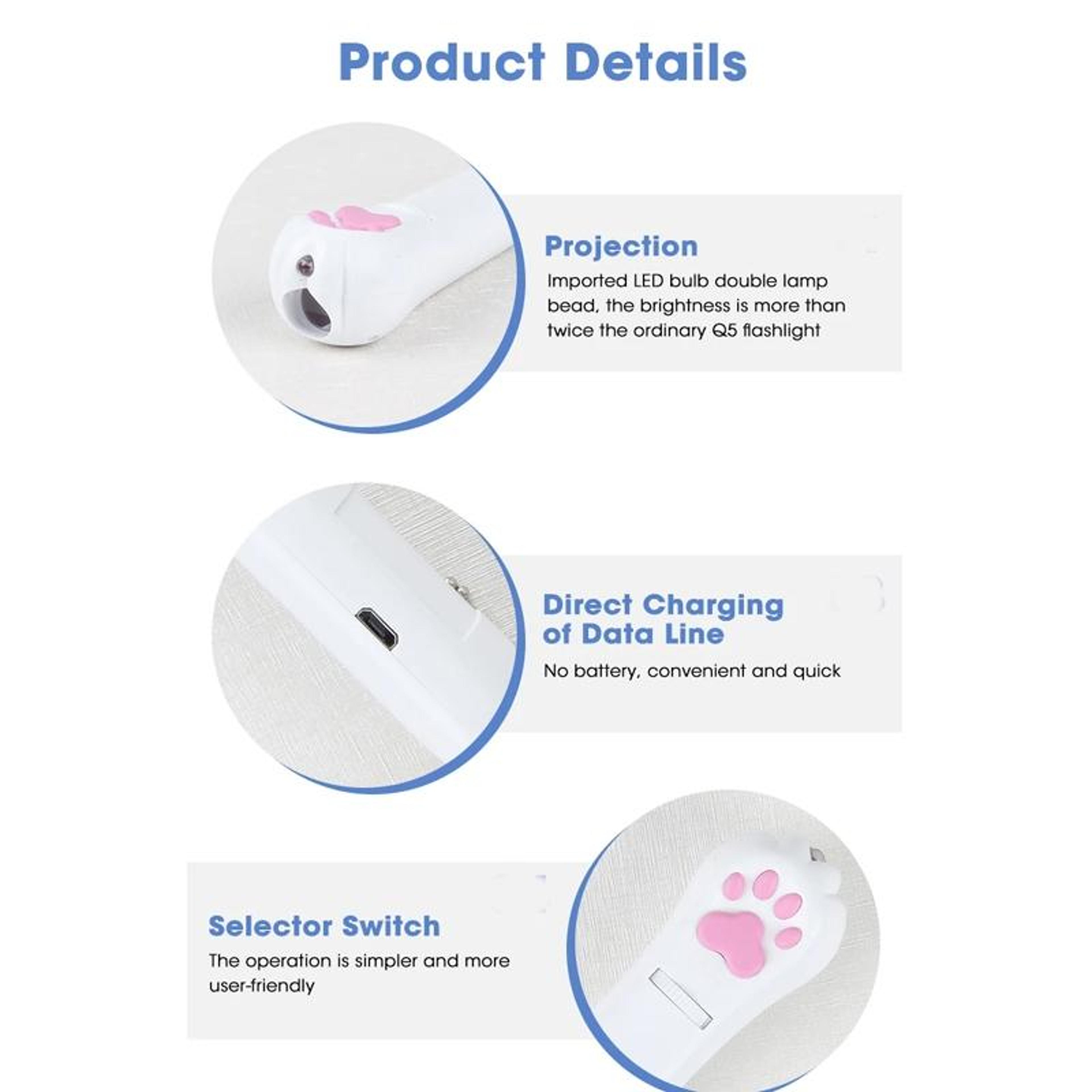 Smart LED Cat Laser Toy Projector USB Rechargeable Interactive Cat Toy 4