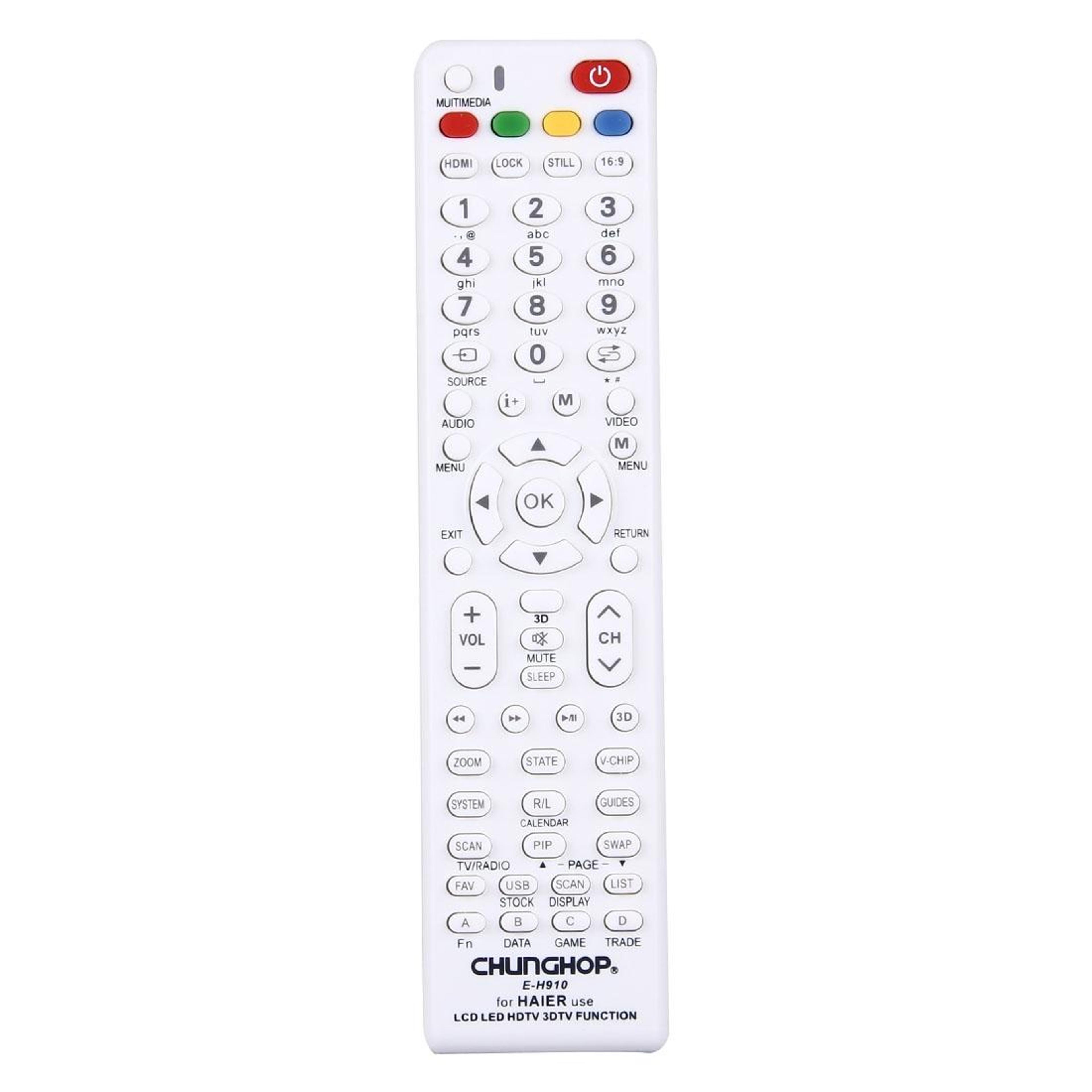 EH910 Universal Remote For Haier TVs No Setup Replacement Controller 7