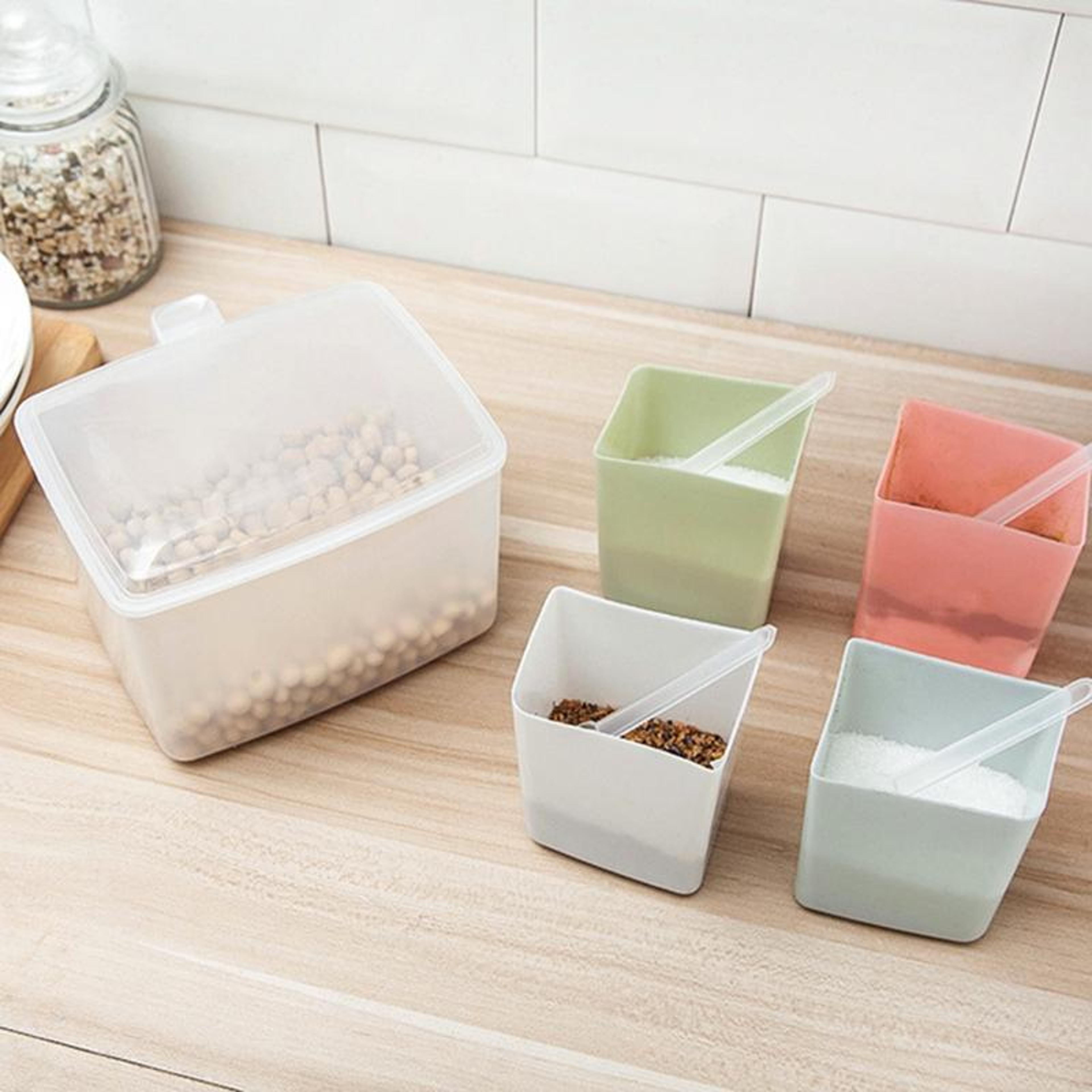 Round Compartment Spice Box With Spoon And Lid 7
