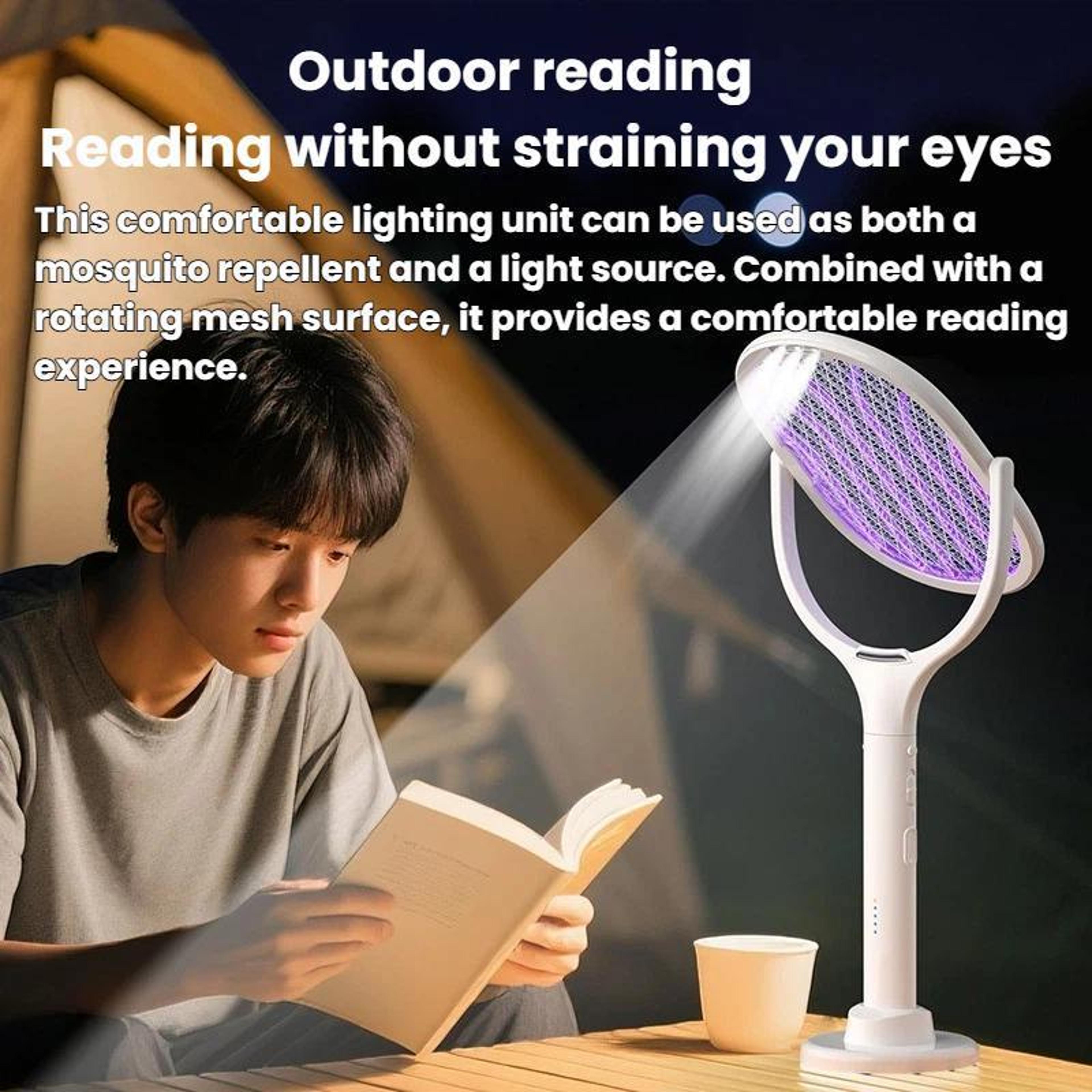 Extendable Electric Mosquito Racket Lamp Rechargeable Stand Zapper 11