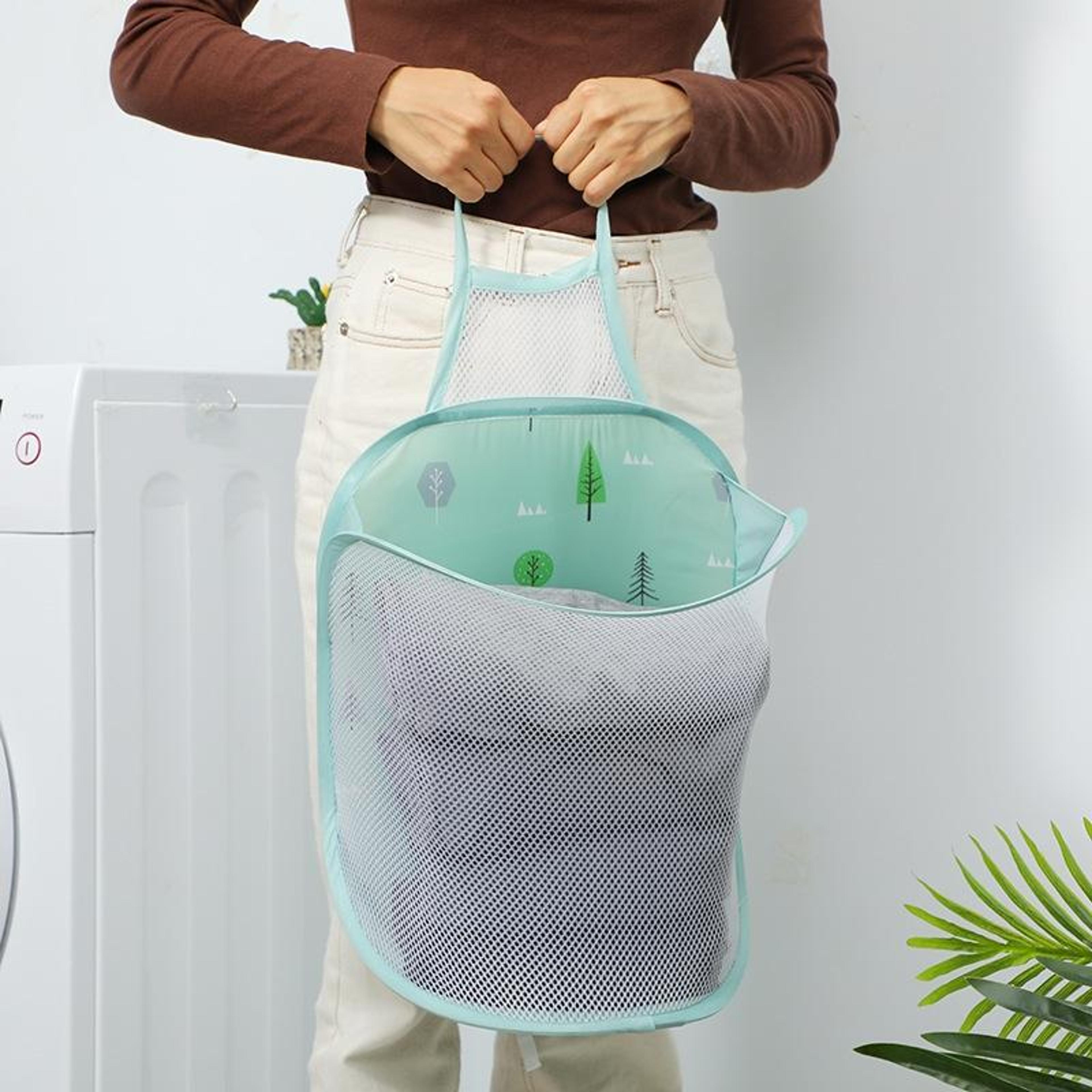 Foldable Wall Mounted Laundry Basket Breathable Hanging Dirty Clothes Organizer 4