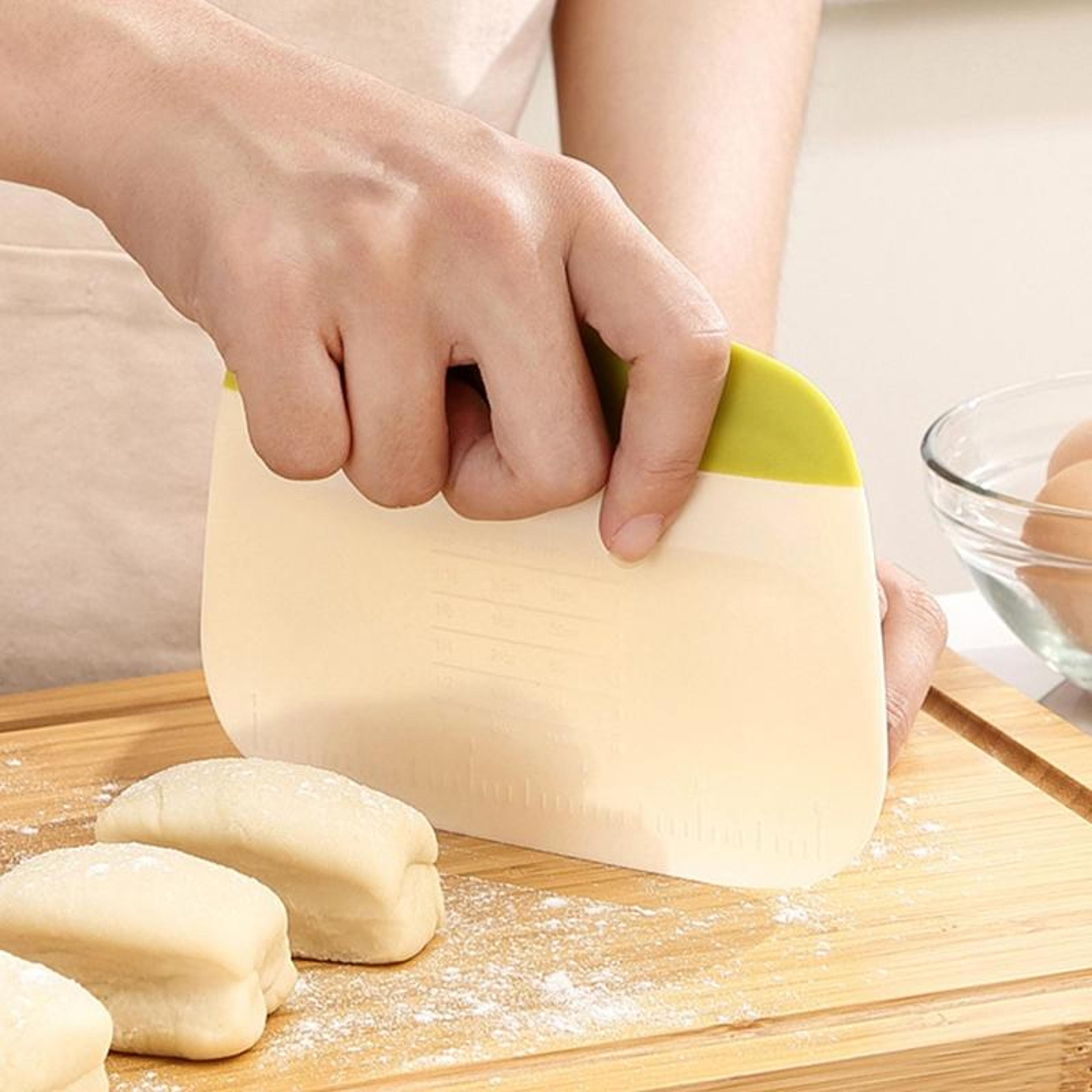 MultiFunction Dough Scraper Cutter With Measurement Scale FoodSafe Plastic Bench Scraper 1