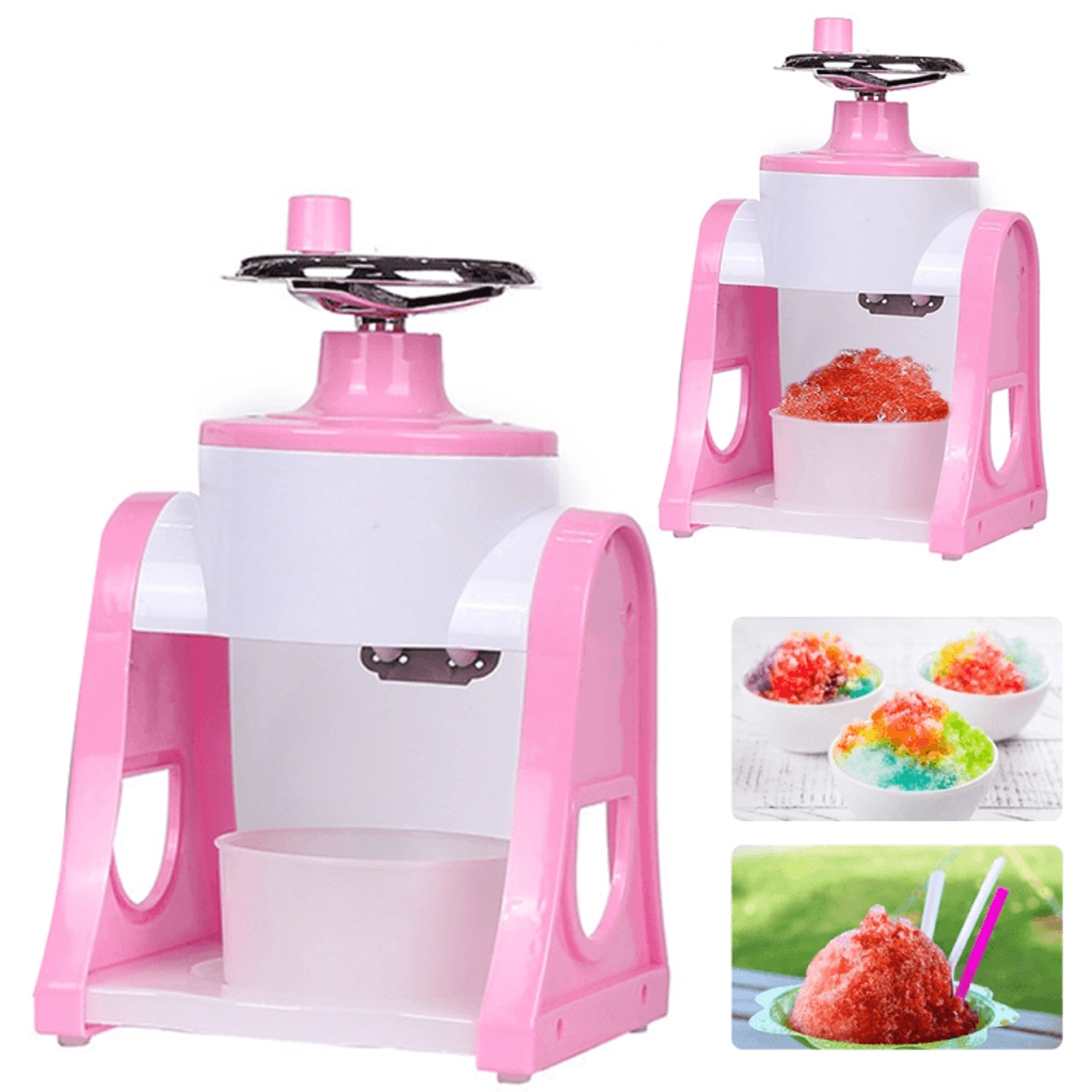 Manual Ice Crusher  Shaved Ice Maker With Hand Crank Portable Smoothie  Snow Cone Machine 6