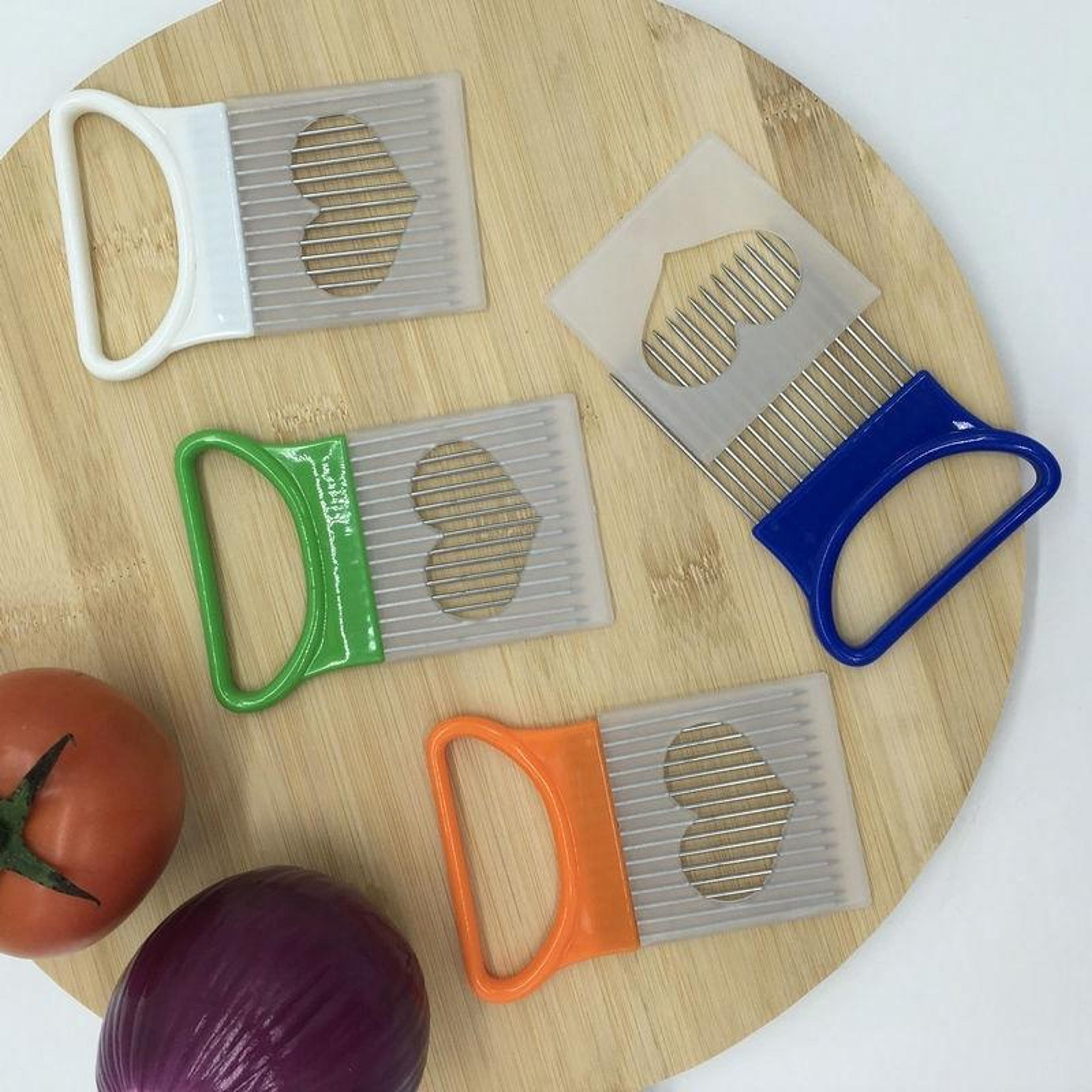stainless steel onion holder cutter fork for safe slicing and meat tenderizing
