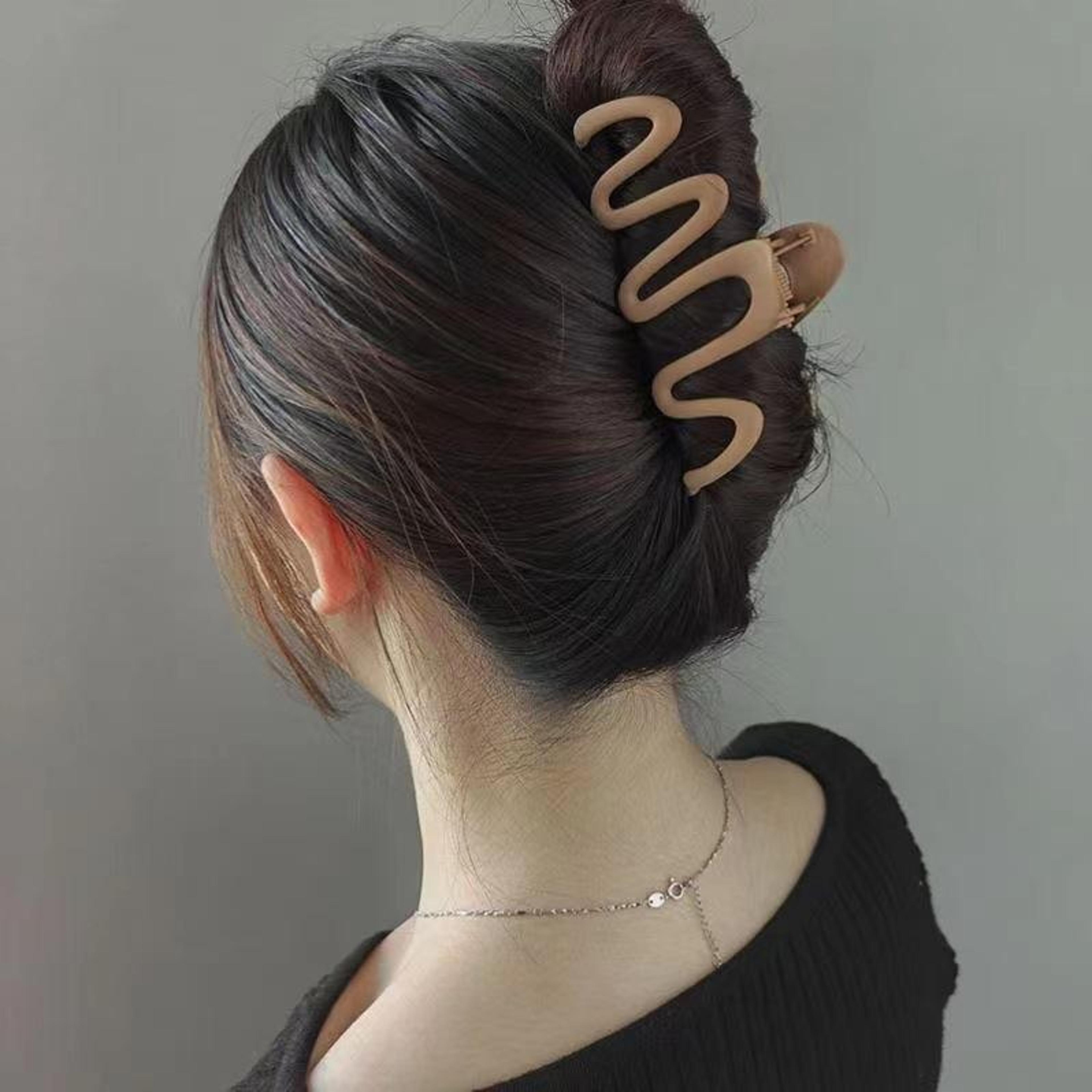 B646 Wavy Frosted Metal Clip Hair Accessories Manual Hair ClampBlack 7