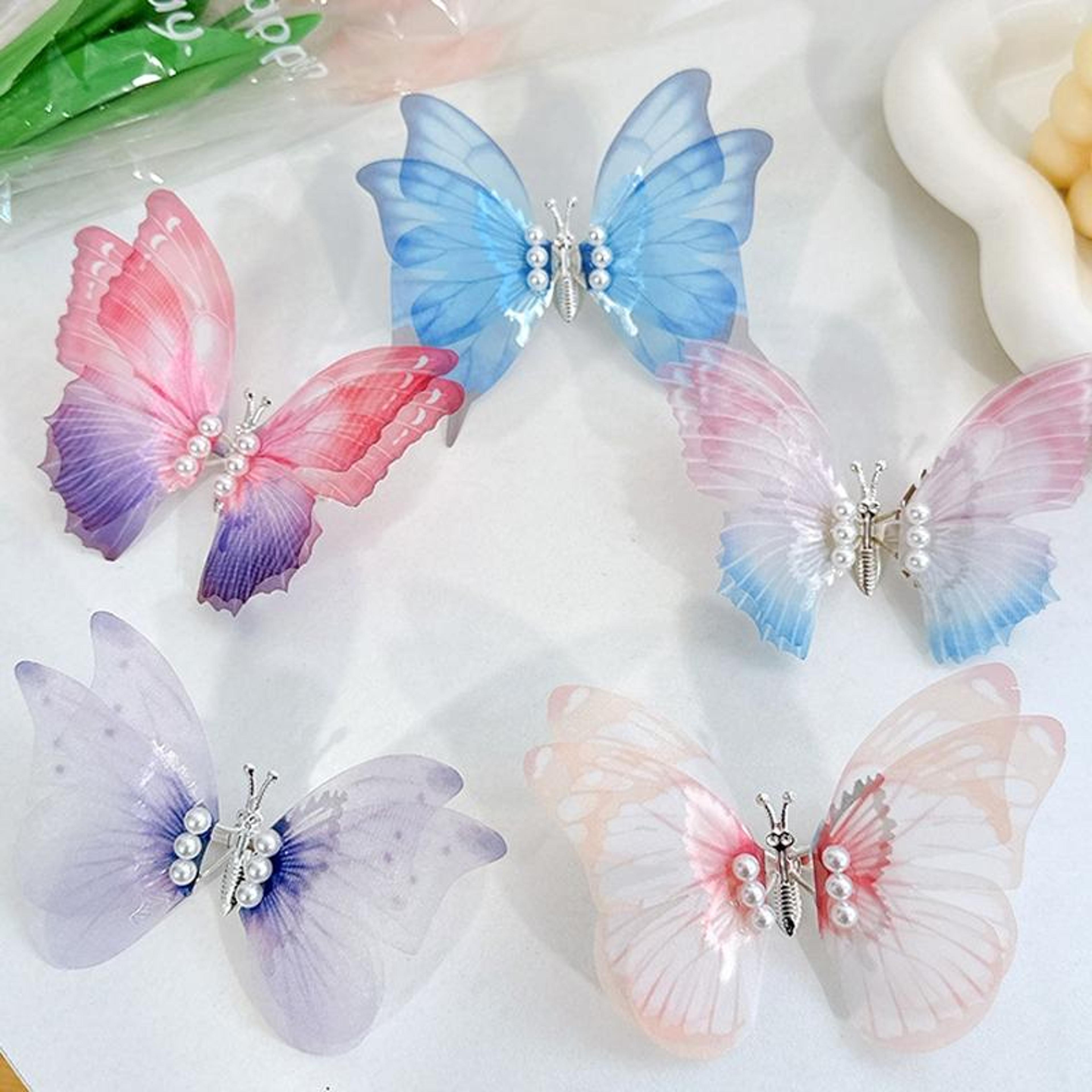 butterfly spring hair clip for girls cute butterfly hairpin pearl kids hair accessory