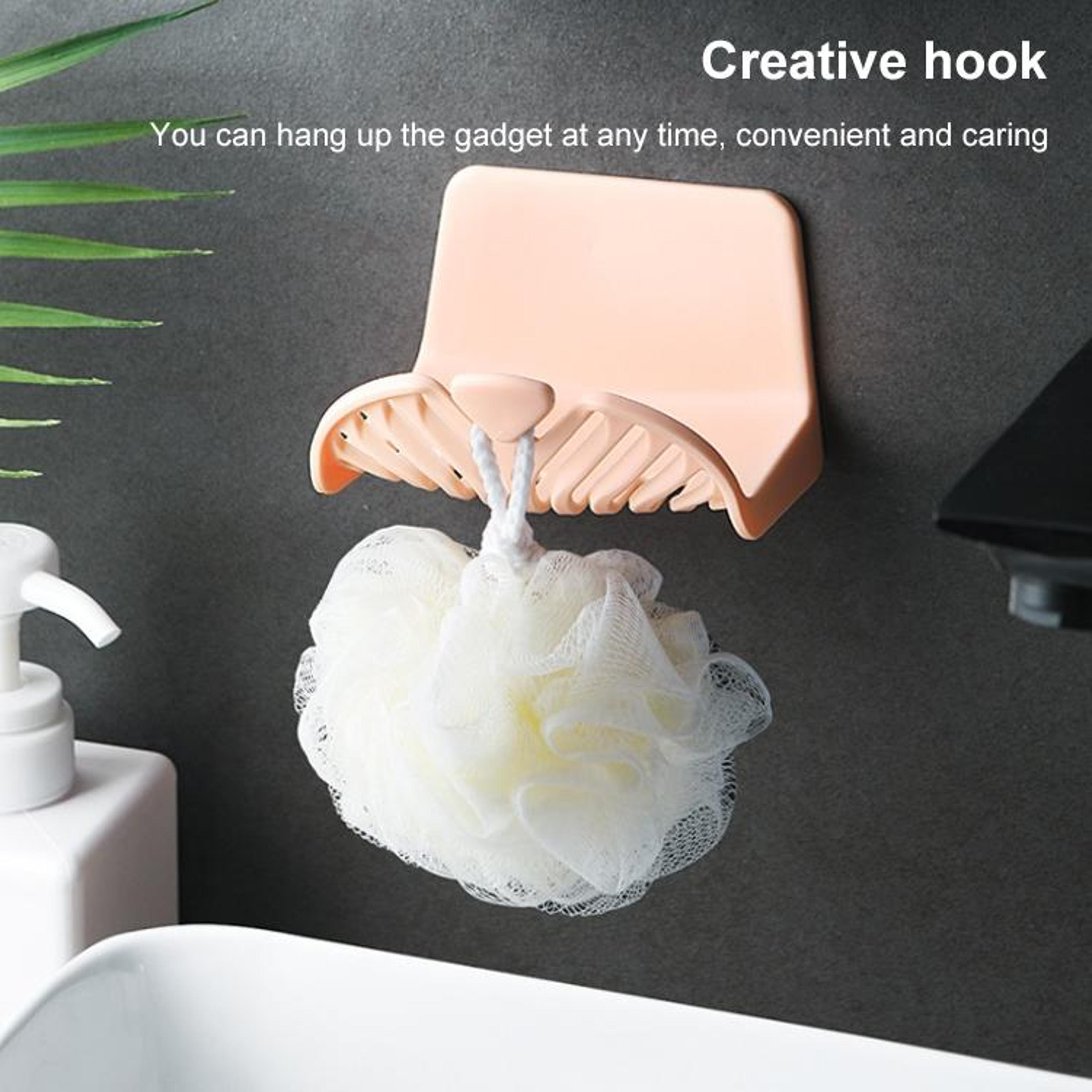 Wall Mounted Soap Holder With Drain Tray  Hooks Bathroom Soap Dish Organizer 6