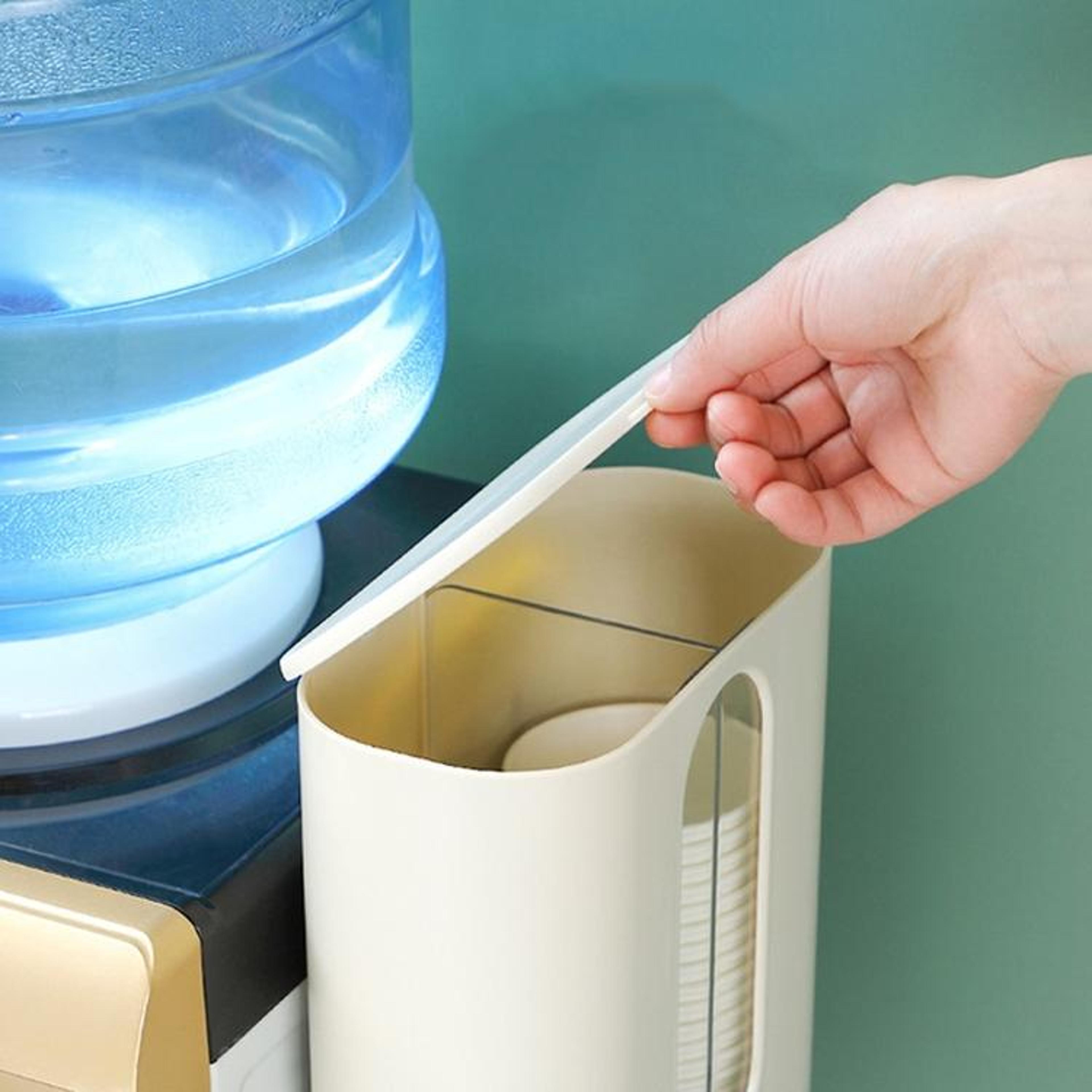 Wall Mounted Cup Dispenser No Drill Dustproof Water Cup Holder With Double Barrel Design 1