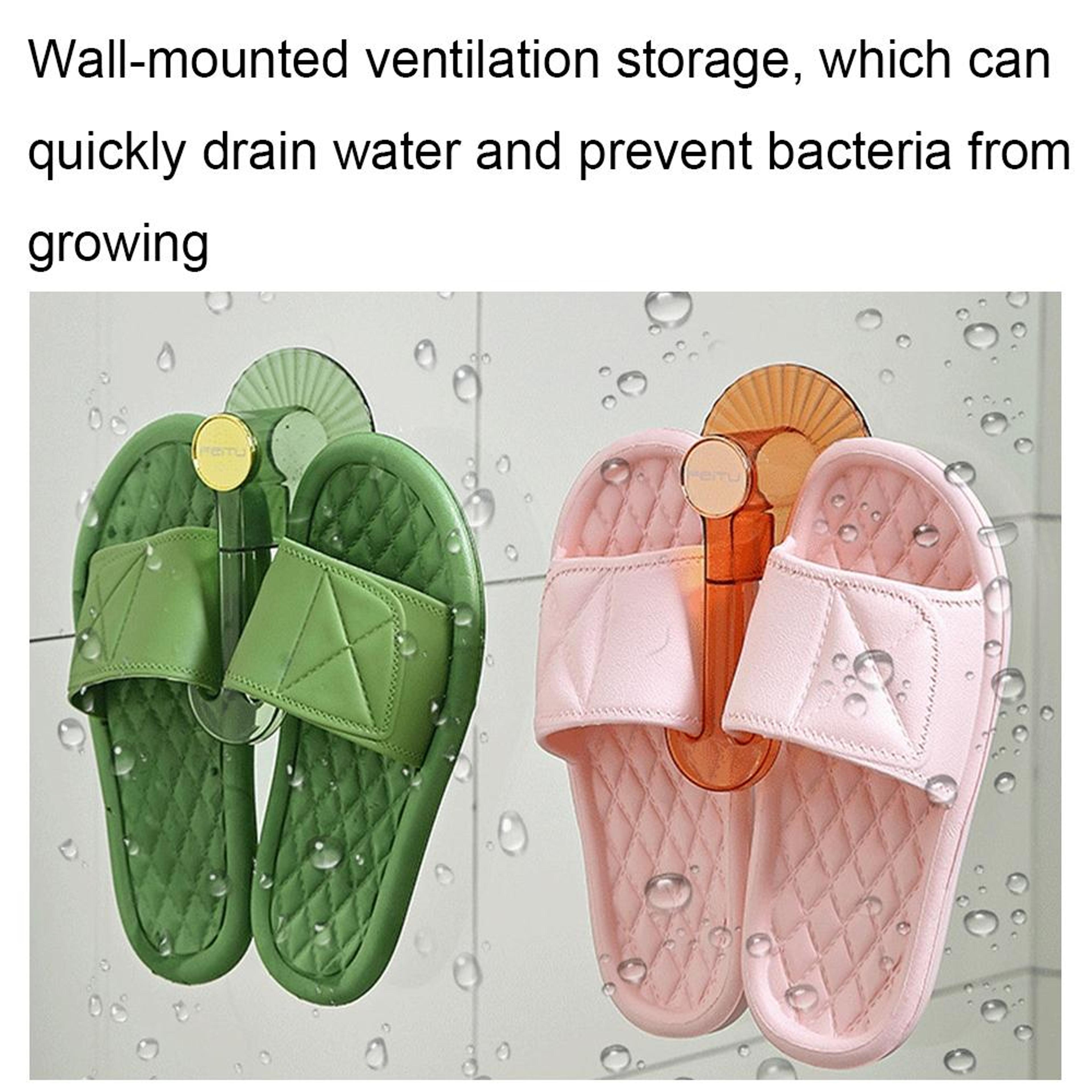 PunchFree Wall Mounted Slipper Rack Transparent Bathroom Storage Rack With Ventilated Drain Design 3