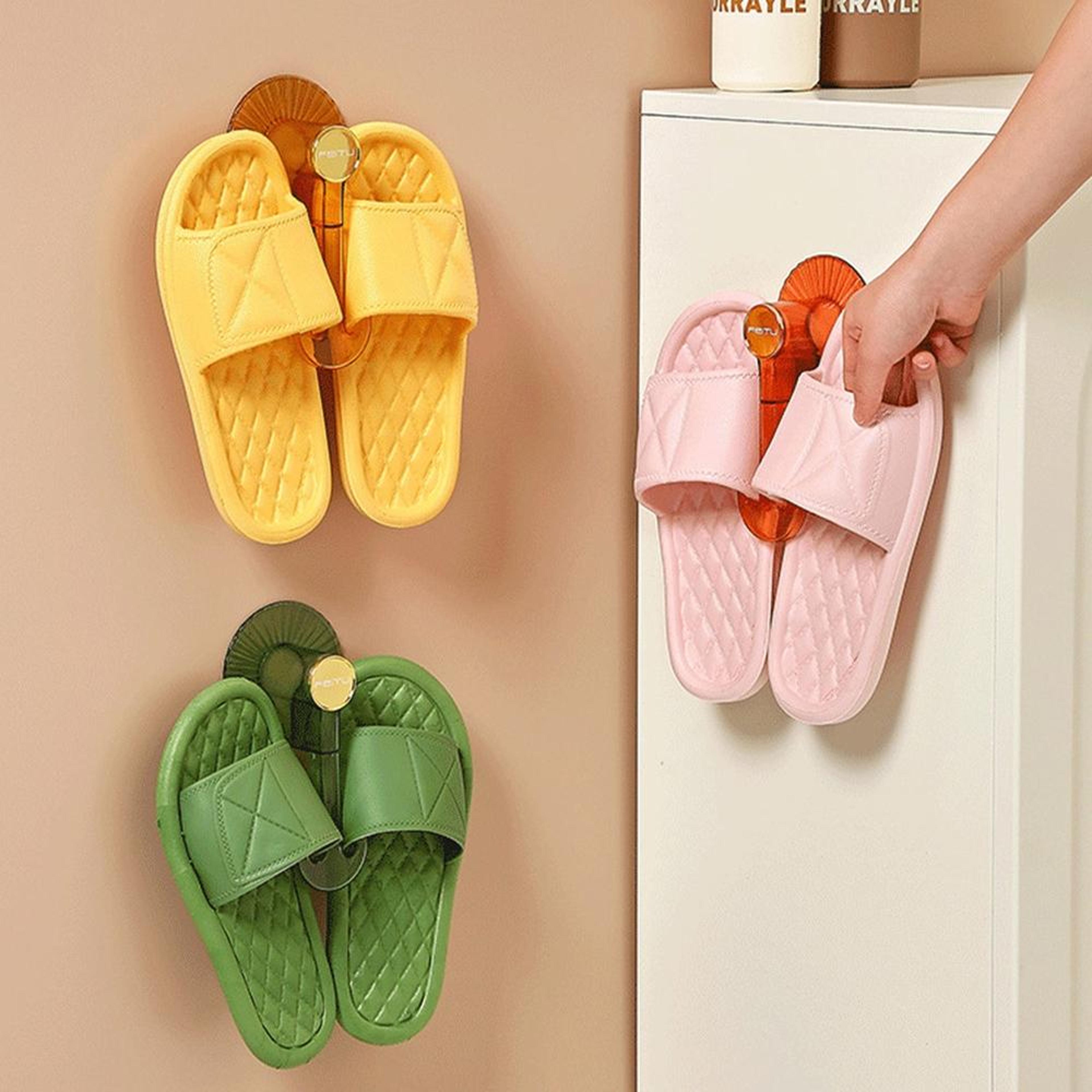 PunchFree Wall Mounted Slipper Rack Transparent Bathroom Storage Rack With Ventilated Drain Design 6