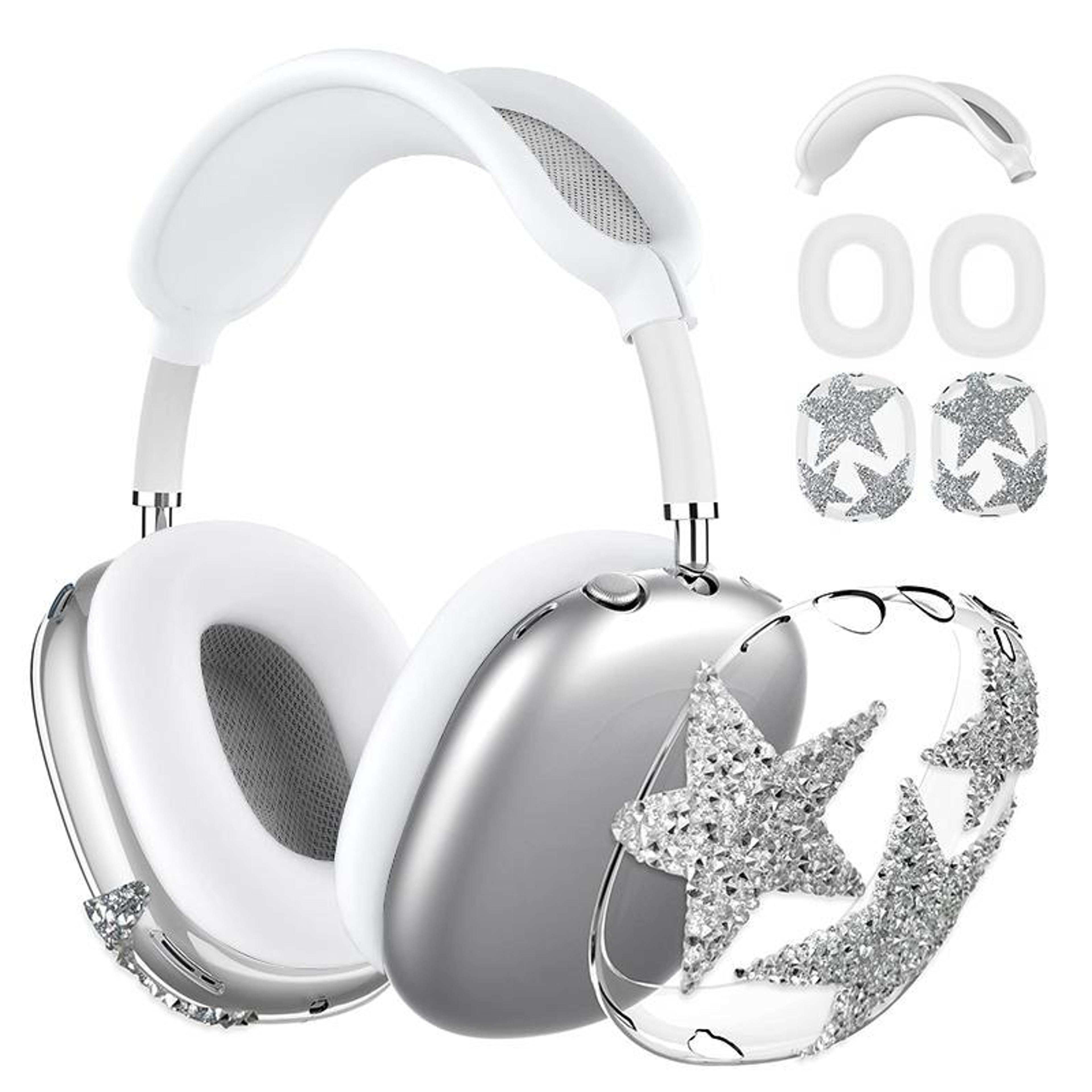 diamond star airpods max silicone case transparent 3 in 1 protective cover kit
