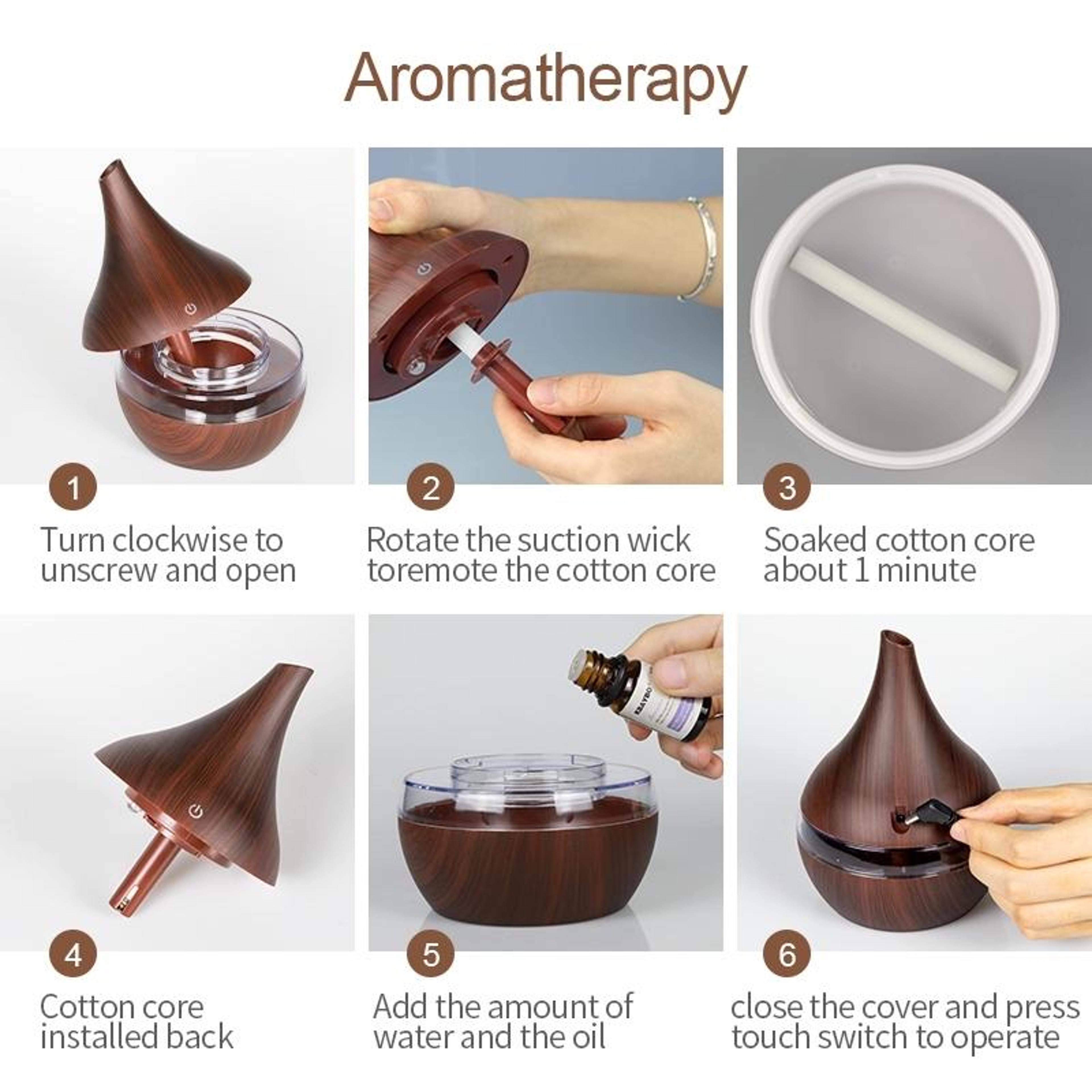 300ml USB Aroma Diffuser Ultrasonic Humidifier With Wood Grain Finish Quiet Cool Mist Aromatherapy 8